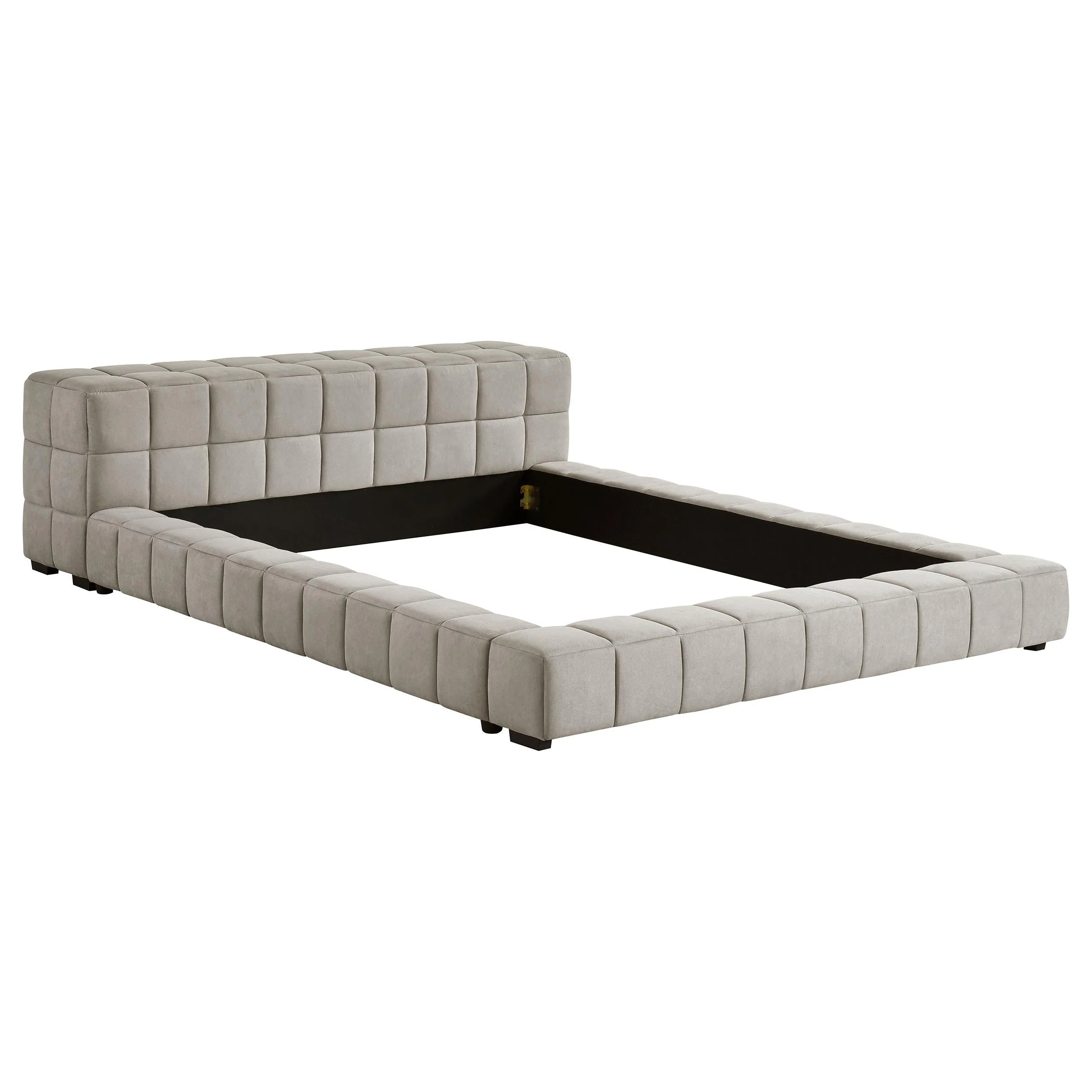 Trinity Light Taupe Upholstered Eastern King Platform Bed - Image 3
