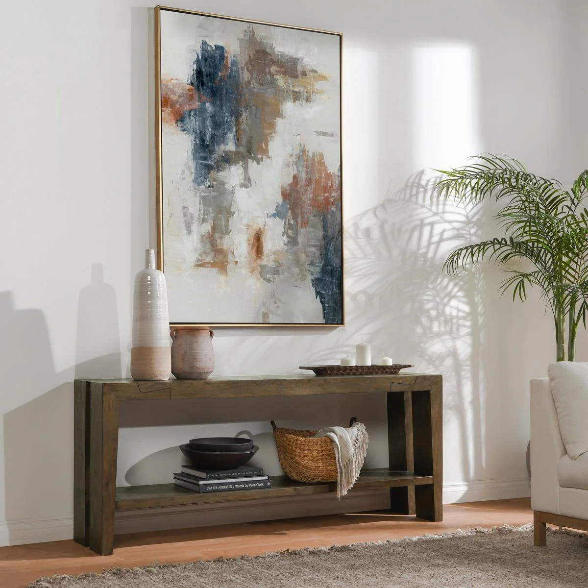 Troy Console Table - Suede Brown - Image 6