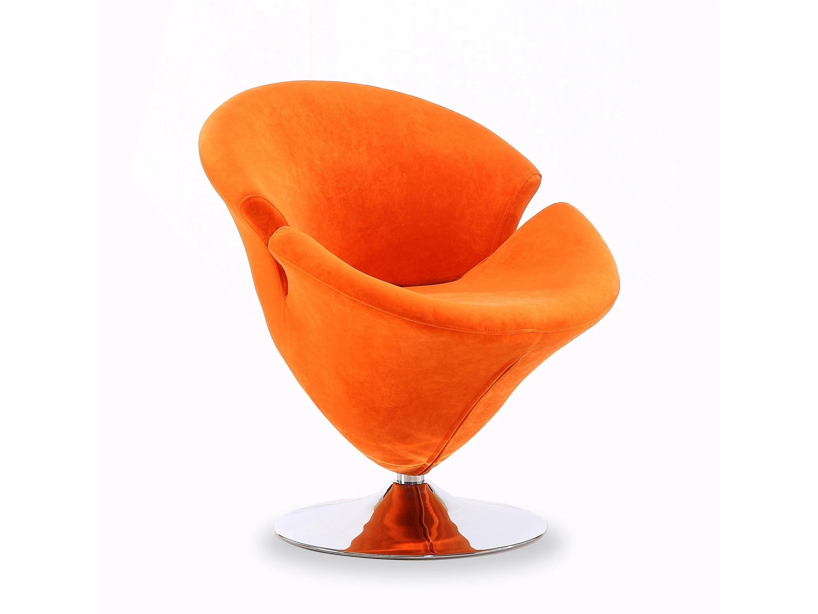 Tulip Swivel Accent Chair in Orange and Polished Chrome