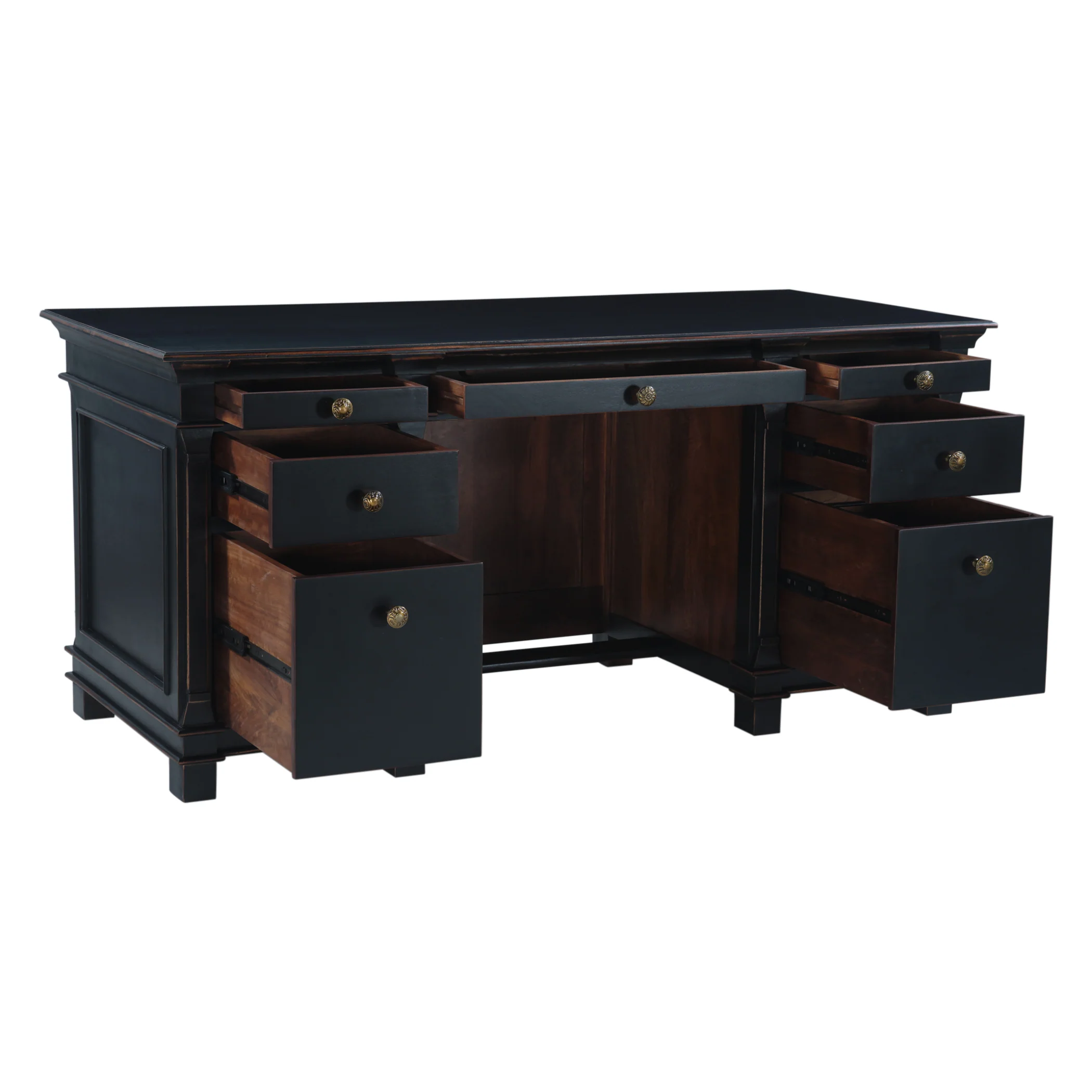 Turin 66" Office Desk in Distressed Black - Image 3