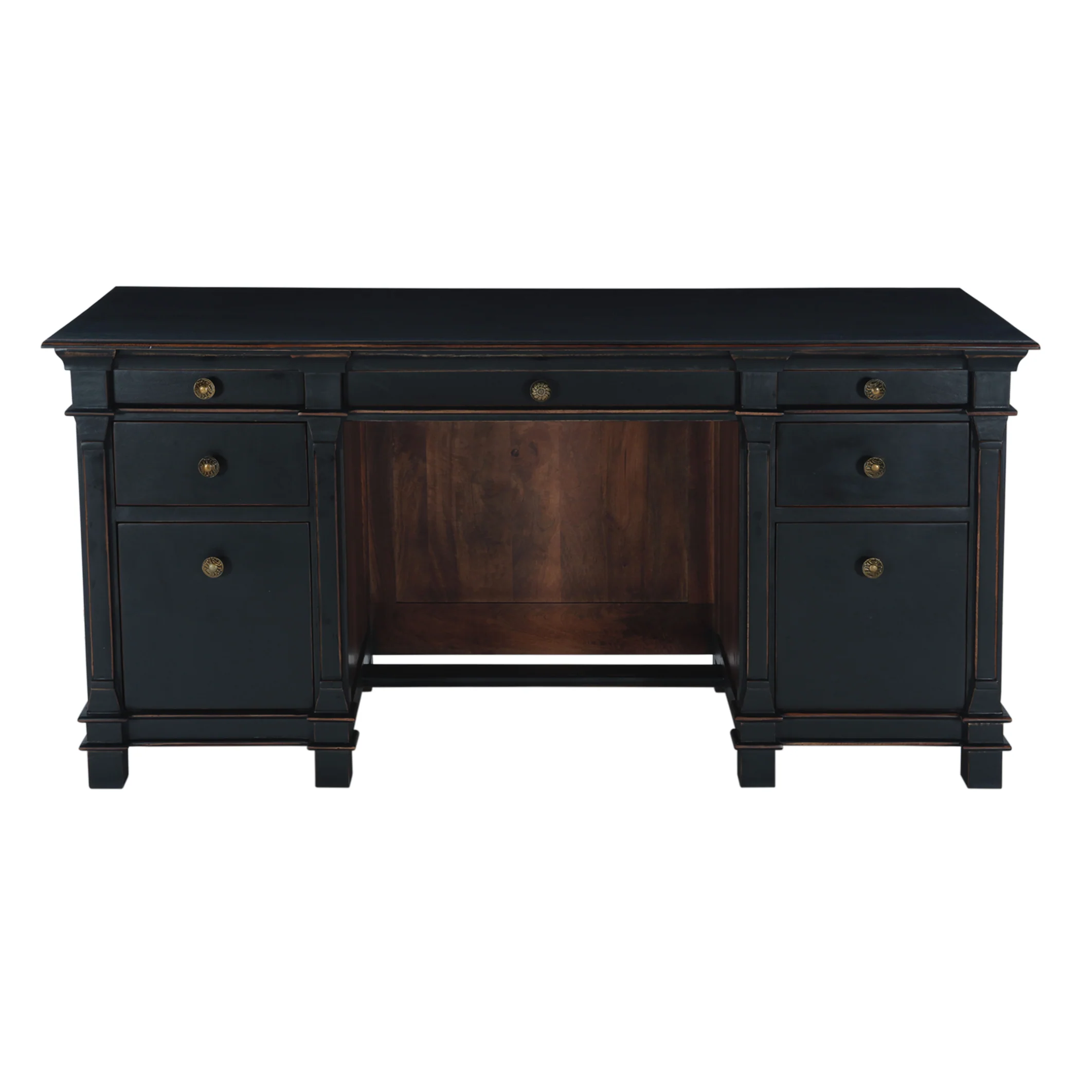 Turin 66" Office Desk in Distressed Black - Image 8