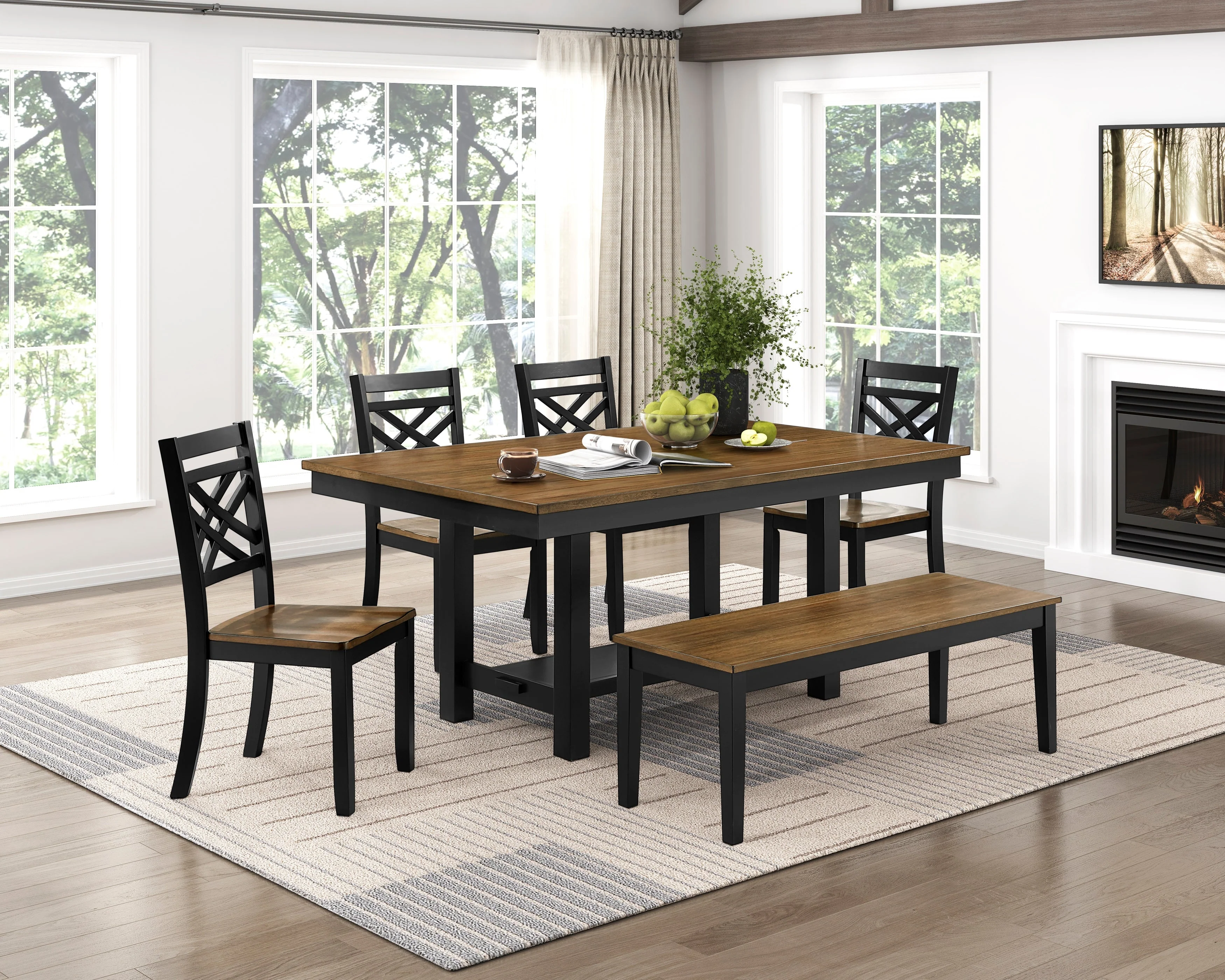 Tyler Black/Brown 65" Dining Room Set
