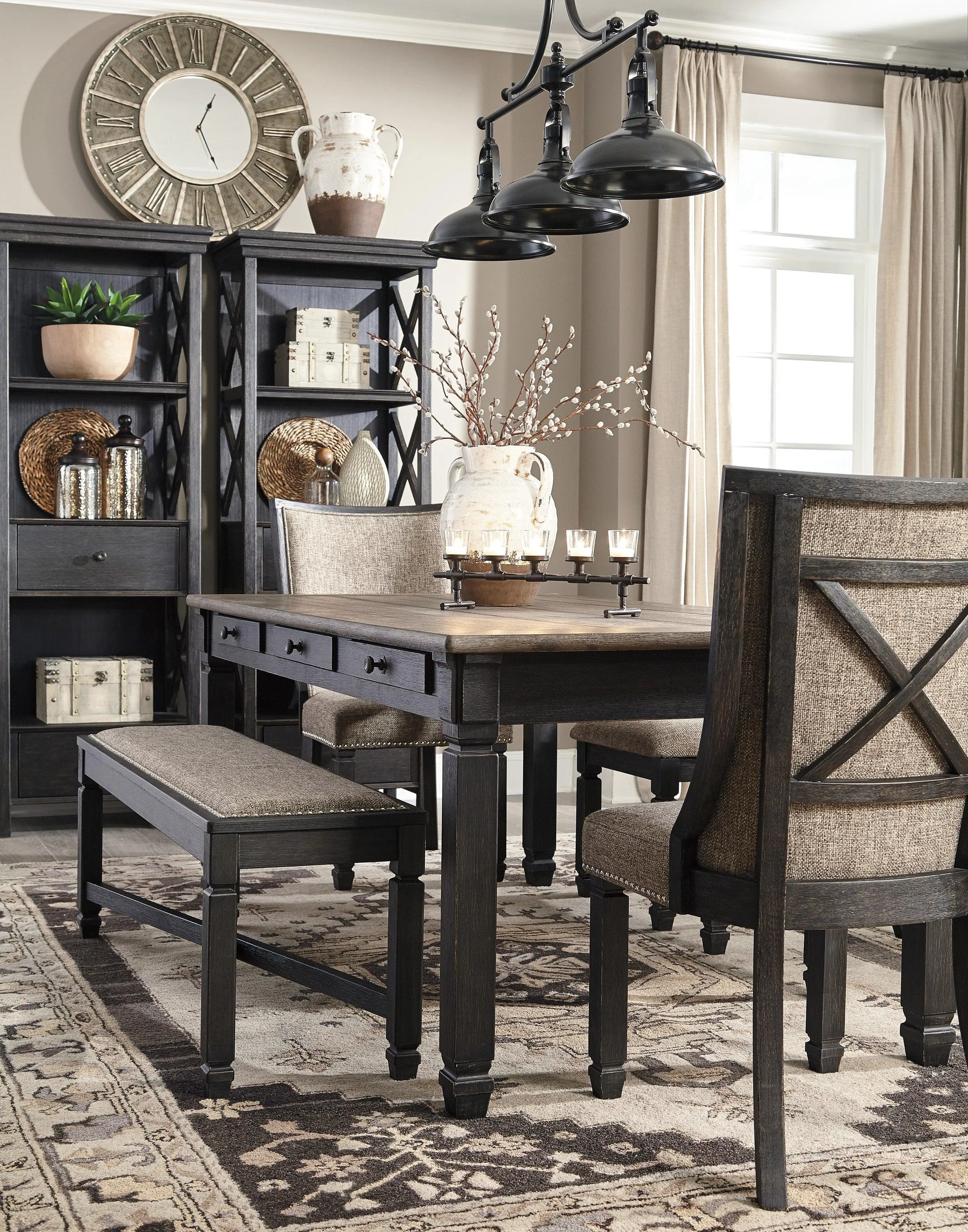 Tyler Creek Black/Grayish Brown Rectangular Dining Set - Image 5