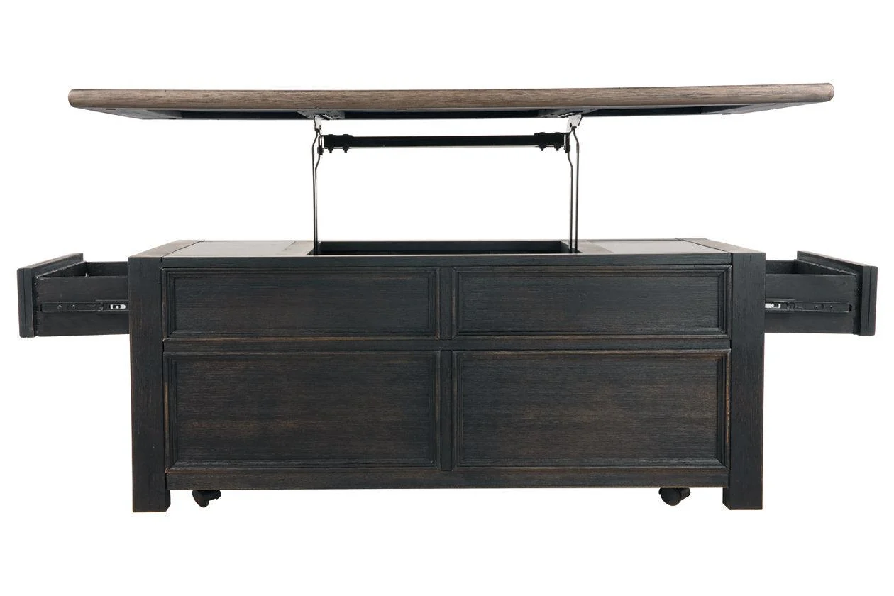 Tyler Creek Grayish Brown/Black Coffee Table with Lift Top - Image 4