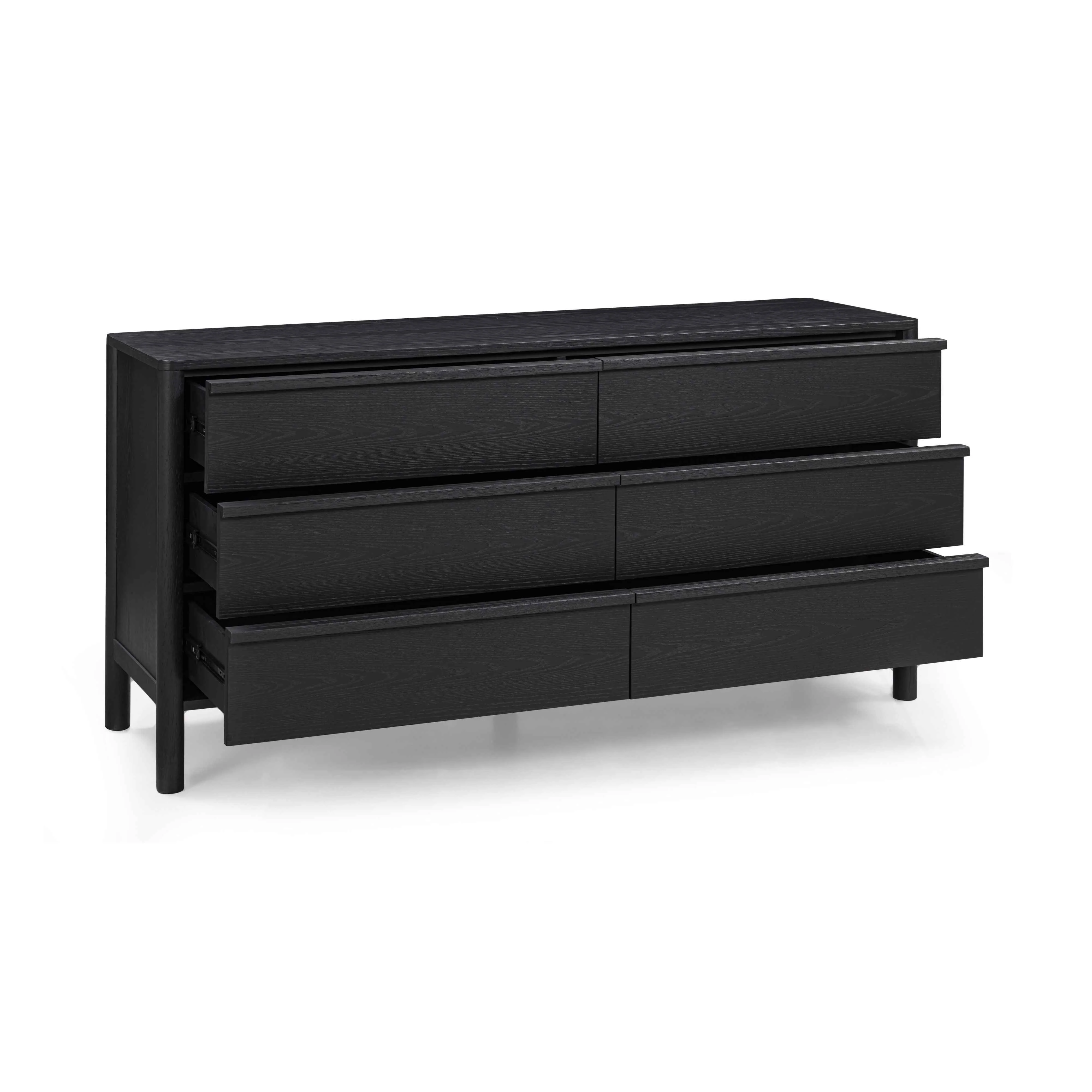 Tyra 62" Black Ash 6-Drawer Dresser - Image 3