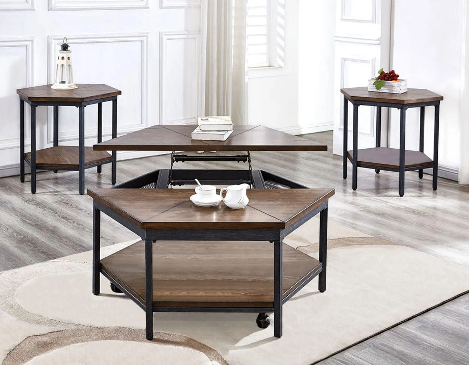 Ultimo Hexagon Lift-Top Cocktail Table w/Casters - Image 6