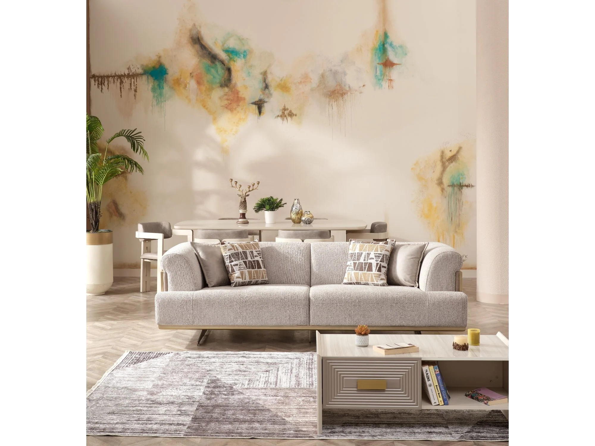 Urla Cream Stationary Sofa - Image 5