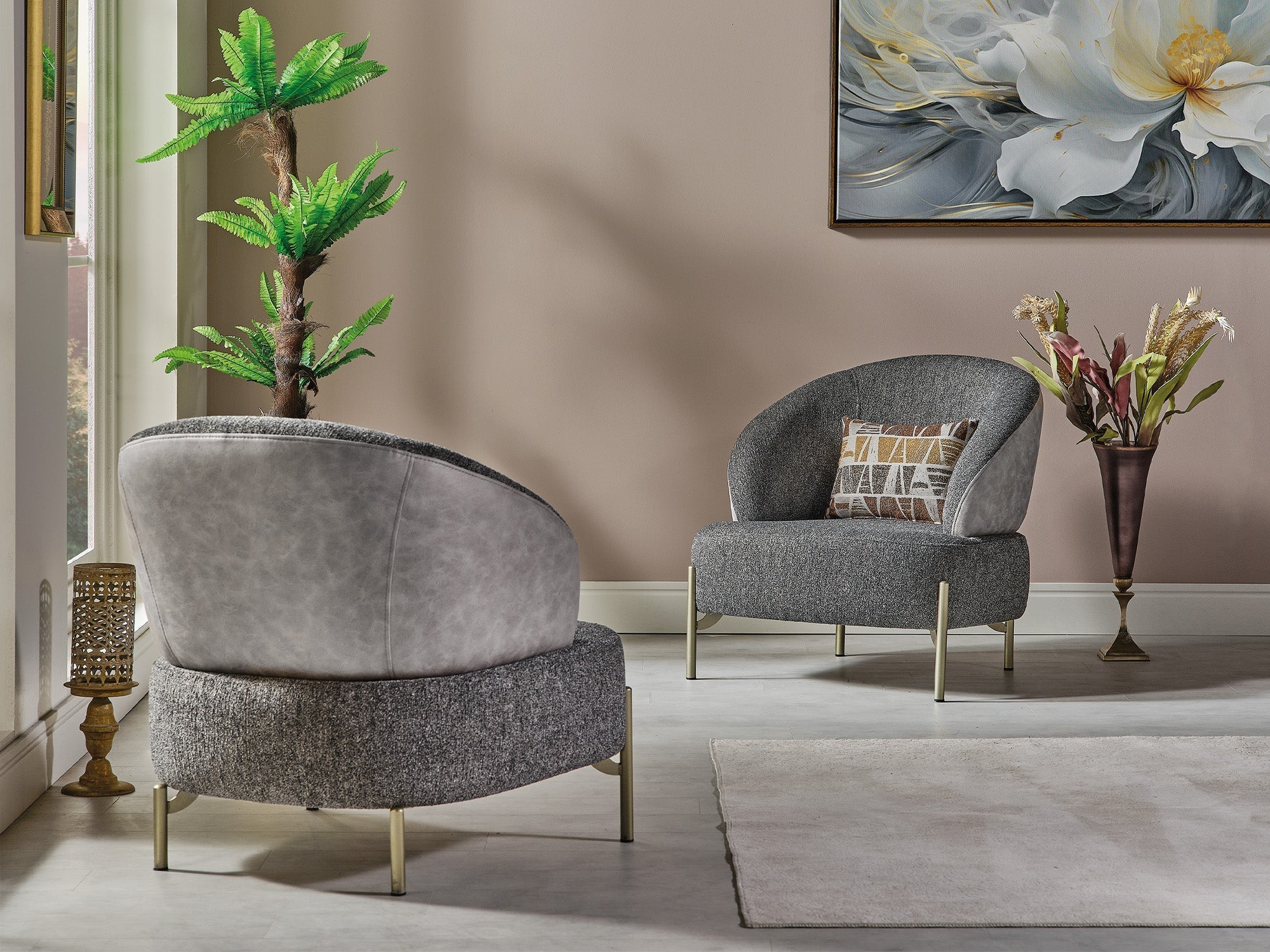 Urla Grey 4-pieces (Sofa & Module Sofa & 2 Chair) Living Room Set - Image 11