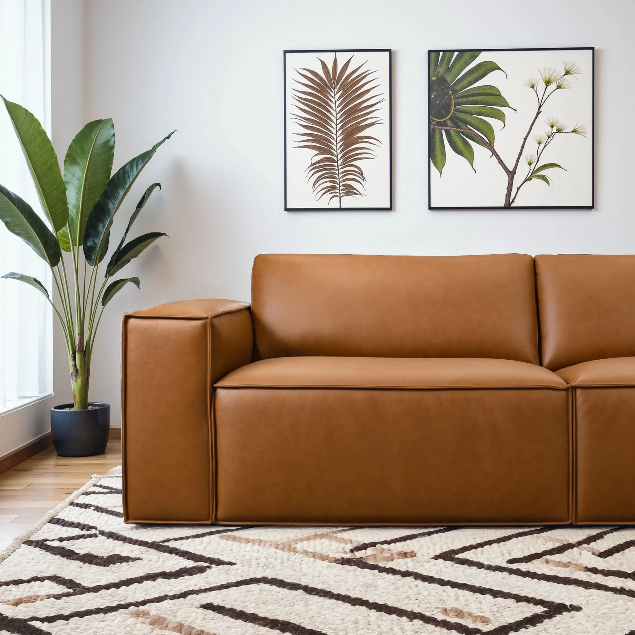 Uvalde Mid-Century Modern Vegan Leather Luxurious Sofa - Image 5