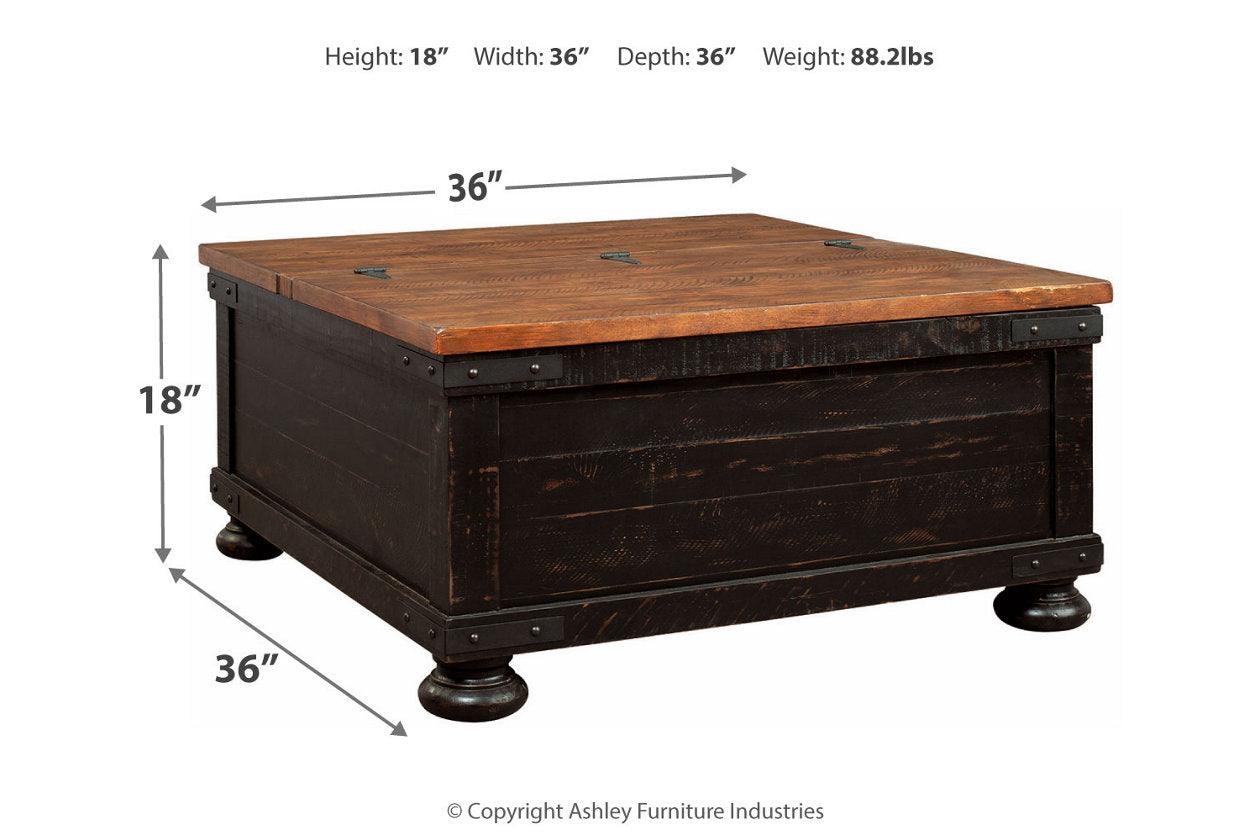 Valebeck Black/Brown Coffee Table with Lift Top - Image 3
