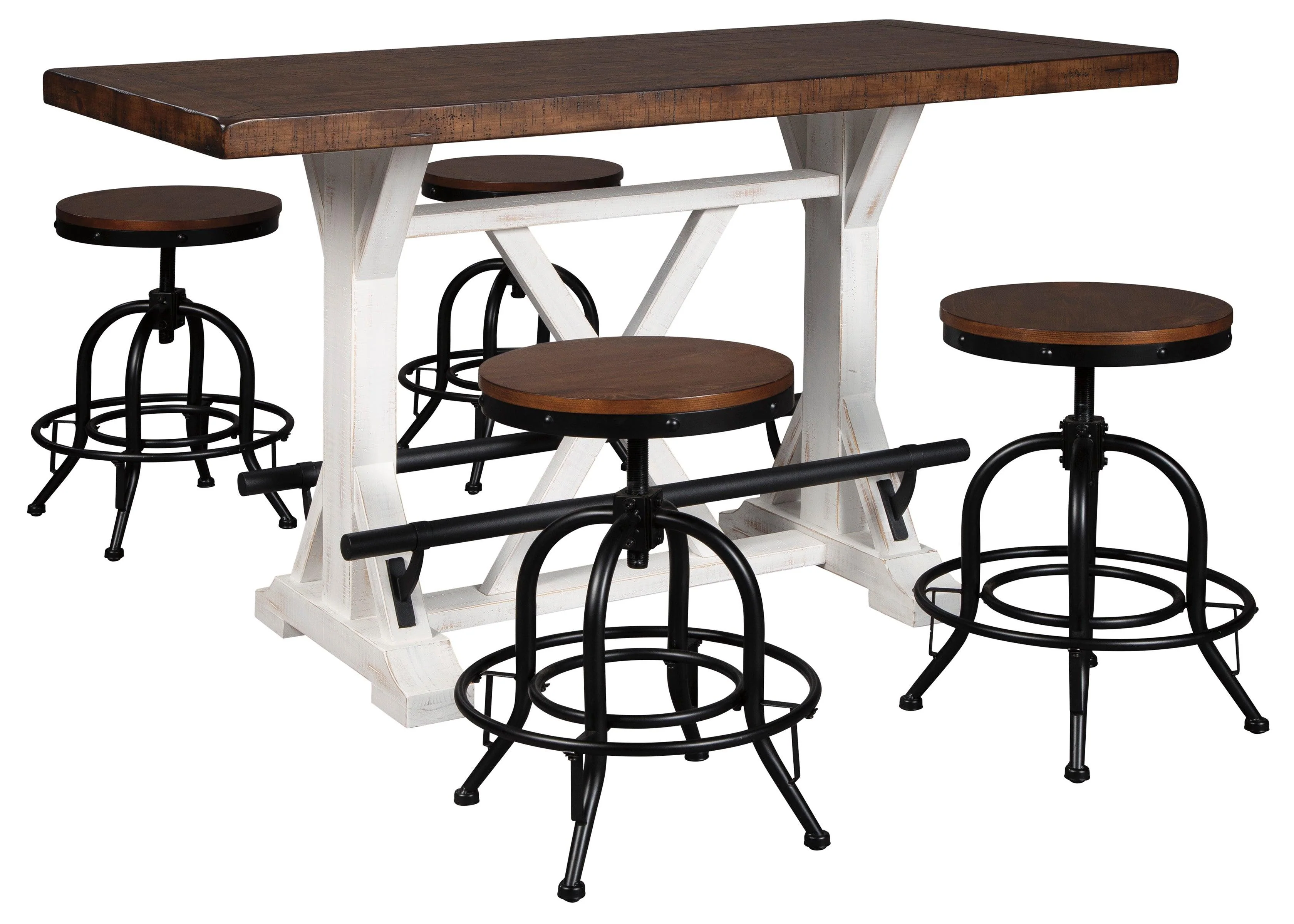 Valebeck White/Brown 5-Piece Counter Height Set with Stools - Image 2