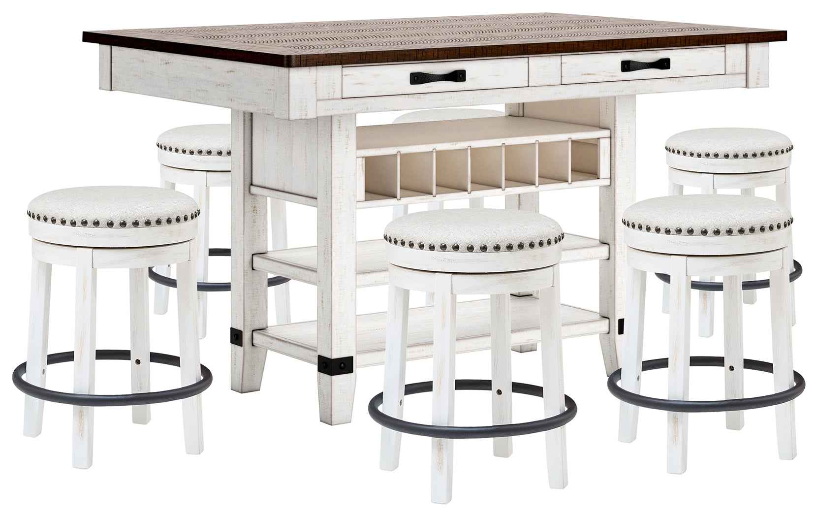 Valebeck White & Brown Counter Height Set