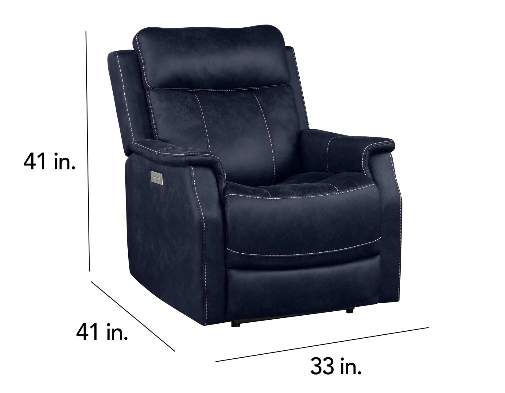 Valencia Ocean Blue Dual Power Leatherette Recliner - Image 11