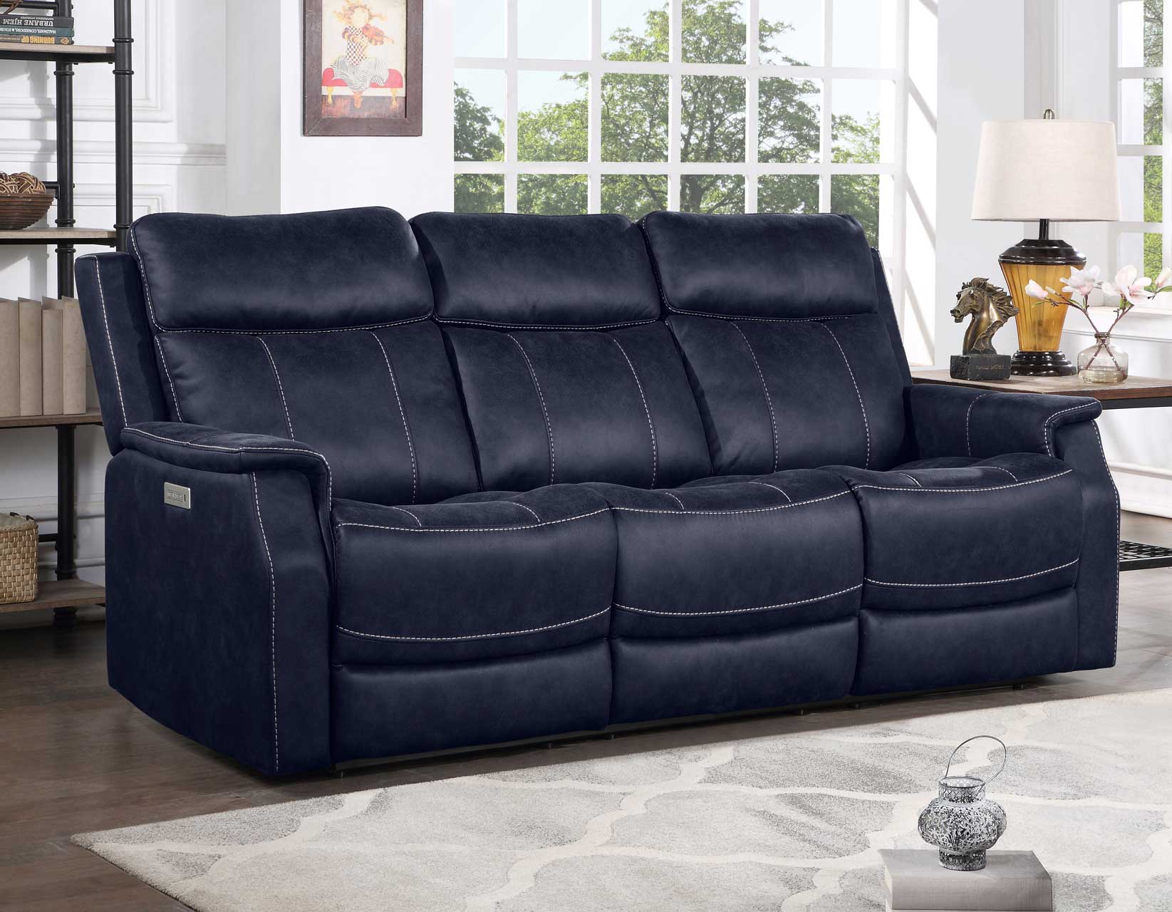 Valencia Ocean Blue Dual Power Reclining Sofa
