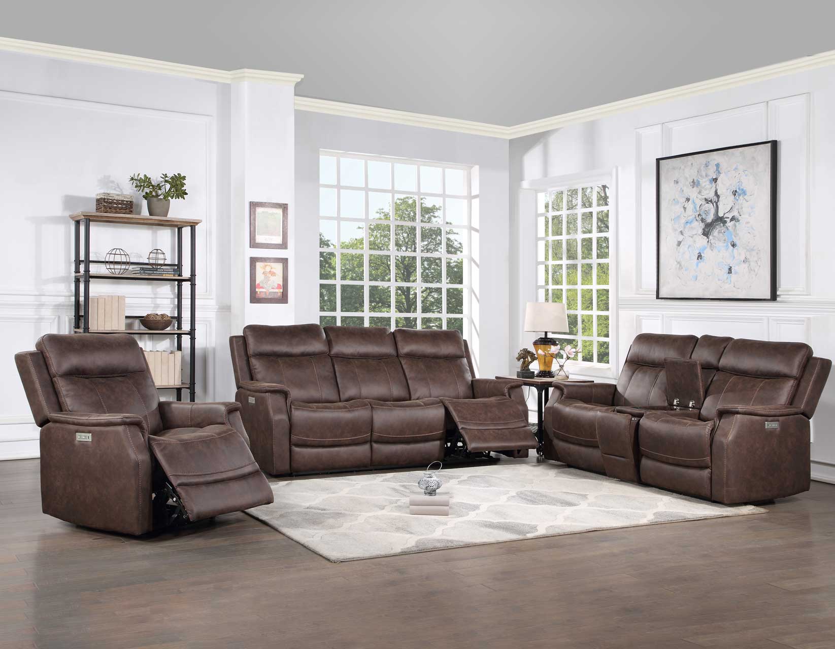 Valencia Walnut Dual-Power Leatherette Recliner - Image 12
