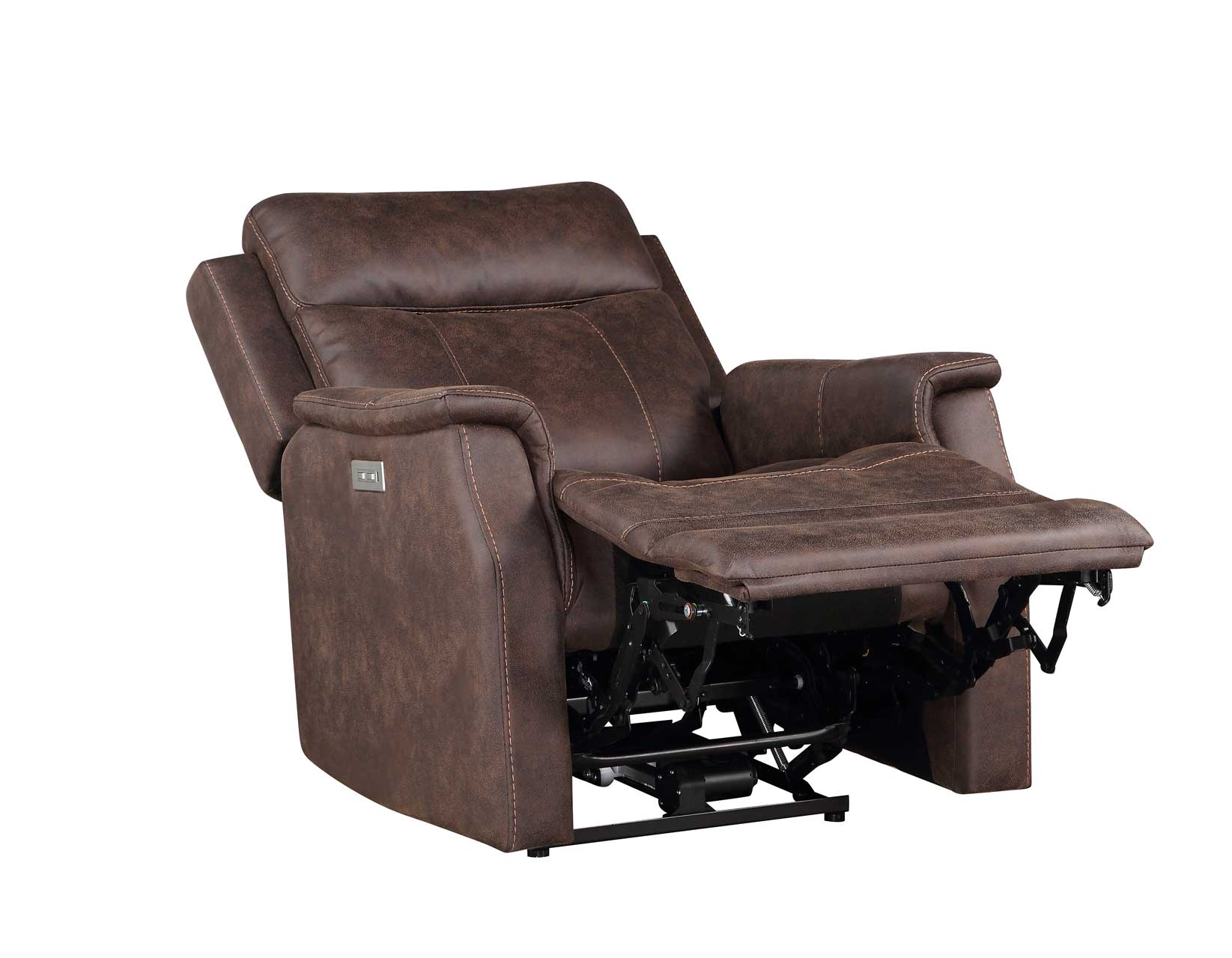 Valencia Walnut Dual-Power Leatherette Recliner - Image 7