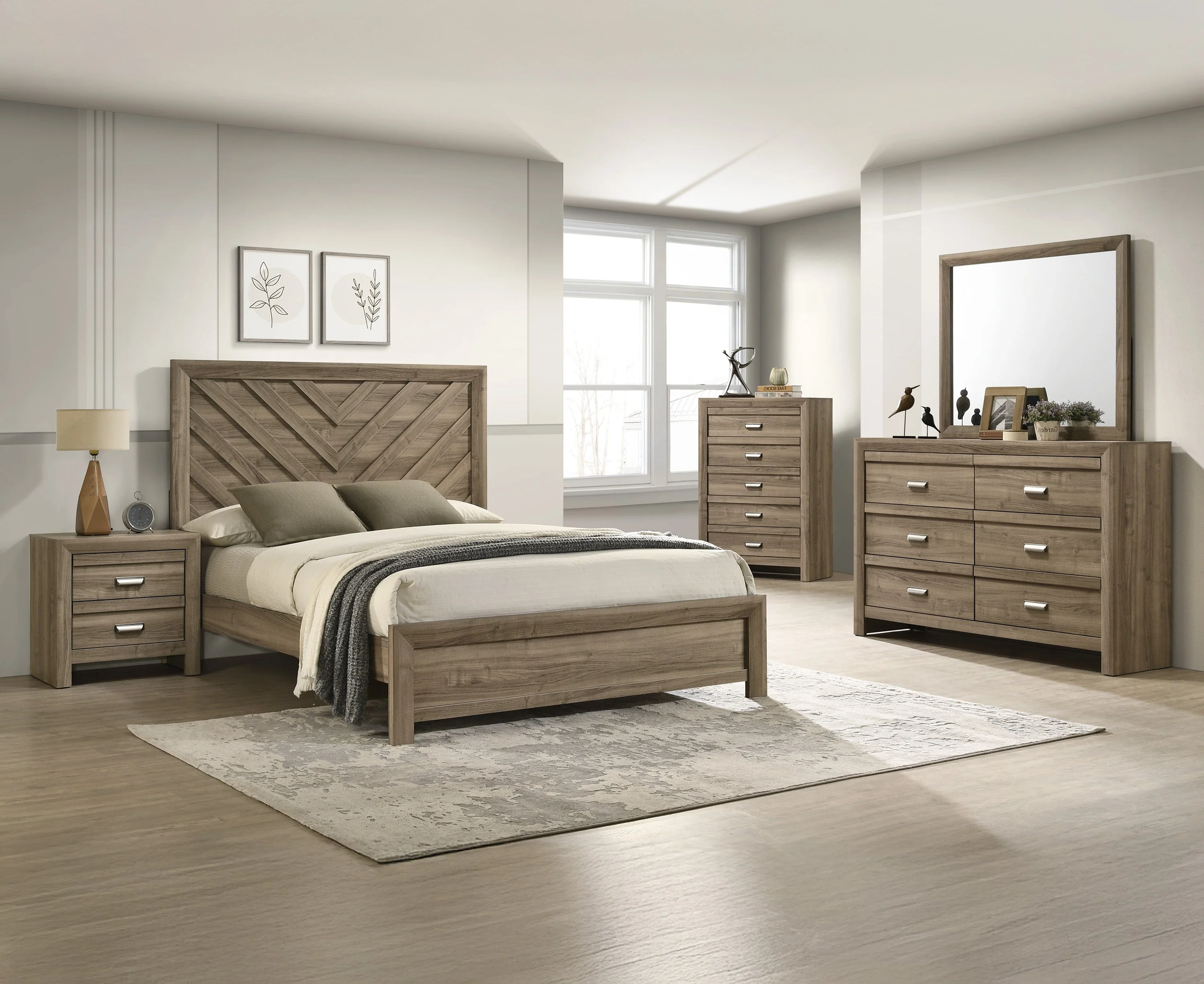 Valor Light Brown Panel Bedroom Set