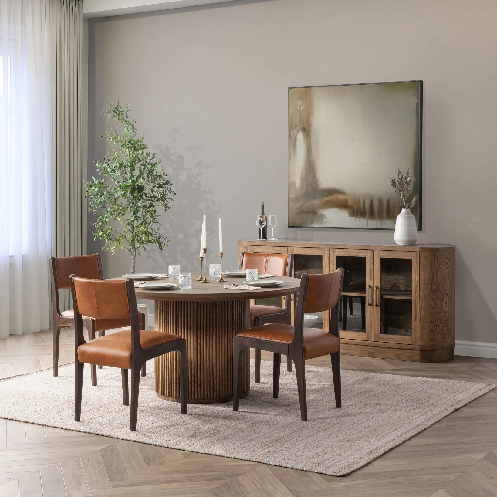 Vander Solid Wood Round Dining Table - Tawny Brown - Image 6