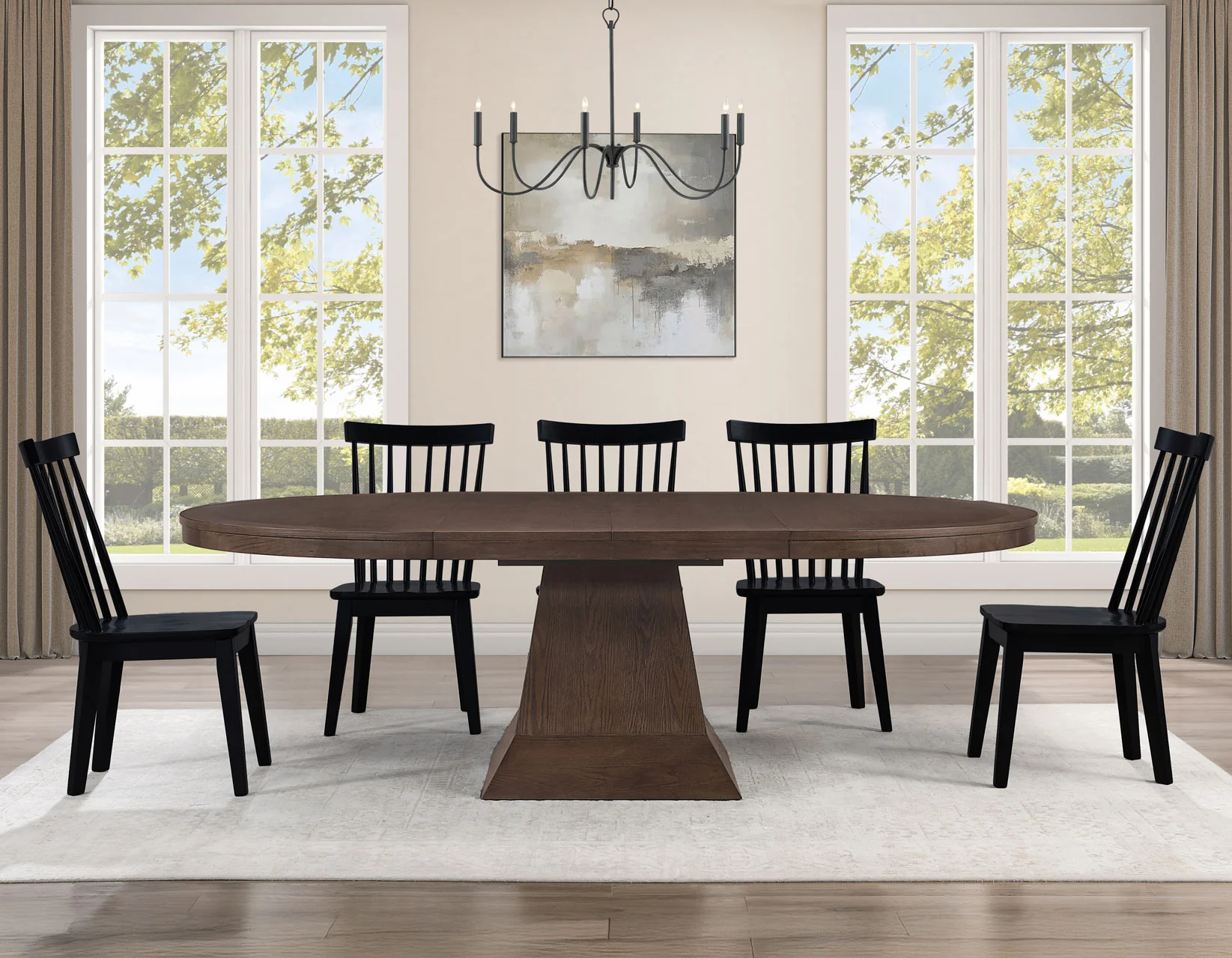 Vaughn Coffee/Black 5-Piece 60-96″ w/2-18 Leaves Dining Set