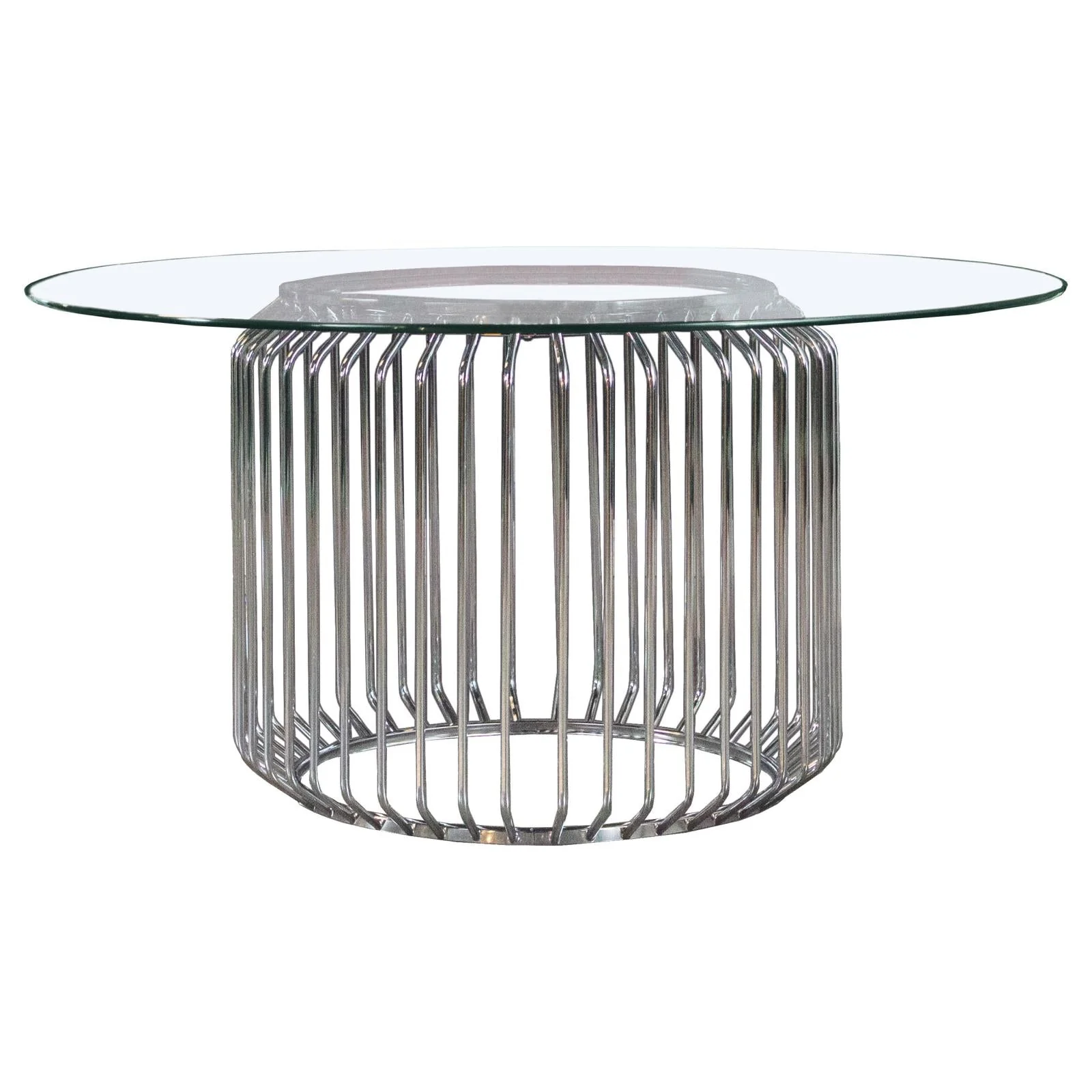 Veena Chrome and Green Round Dining Room Set with Swivel Chairs - Image 2