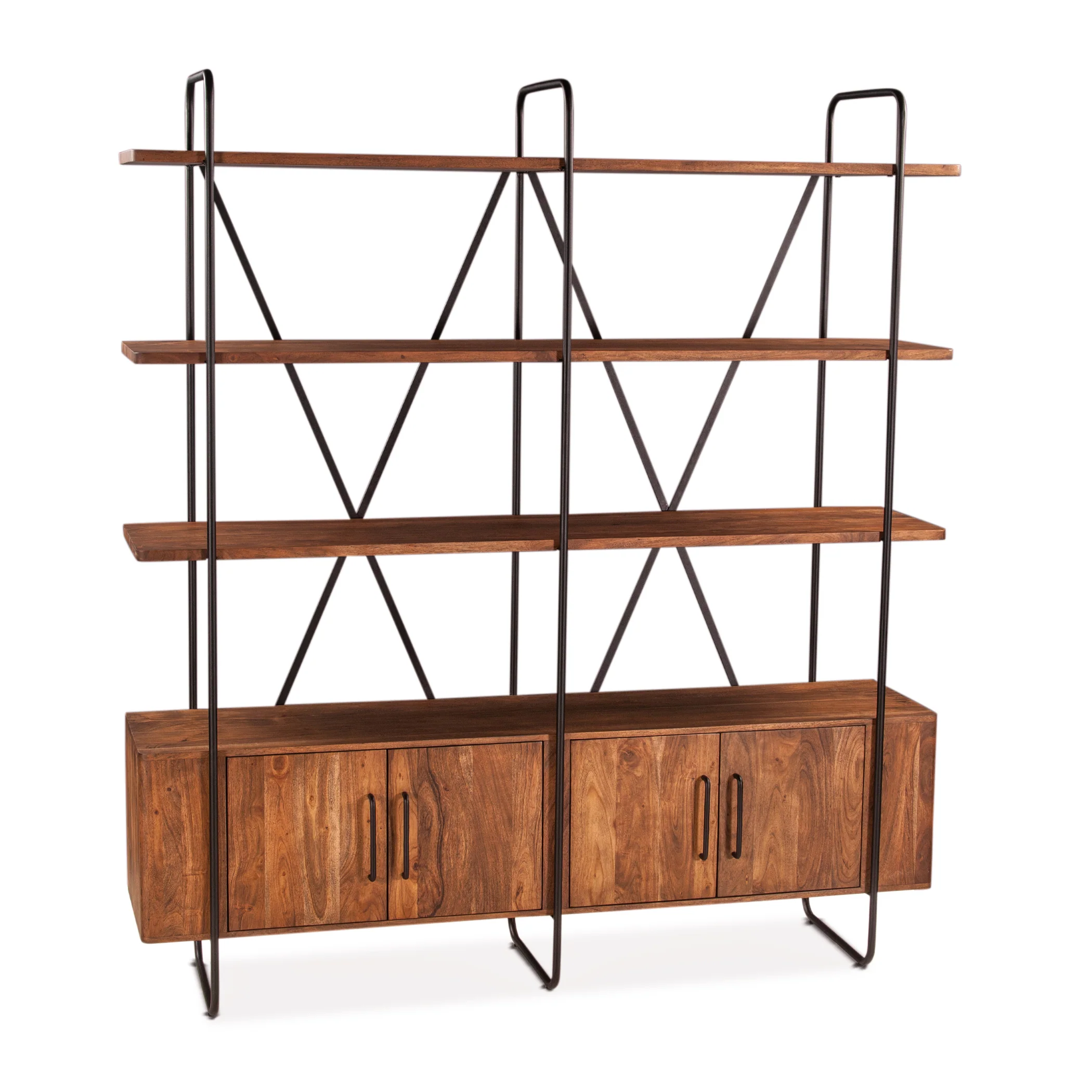 Verbania 75" Bookshelf in Pecan Brown Acacia Wood - Image 9