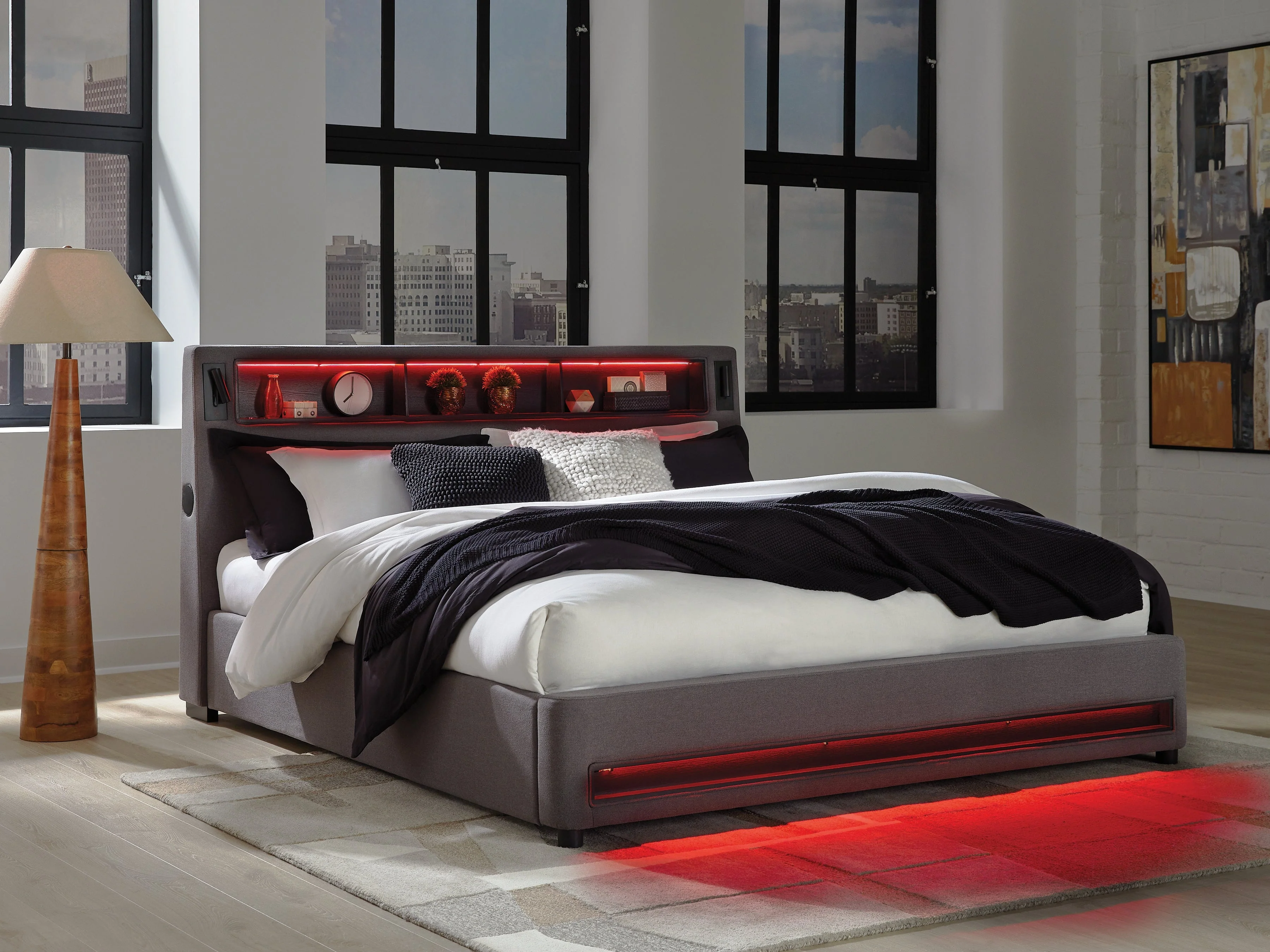 Verishaw Gray Queen Upholstered Bed - Image 2