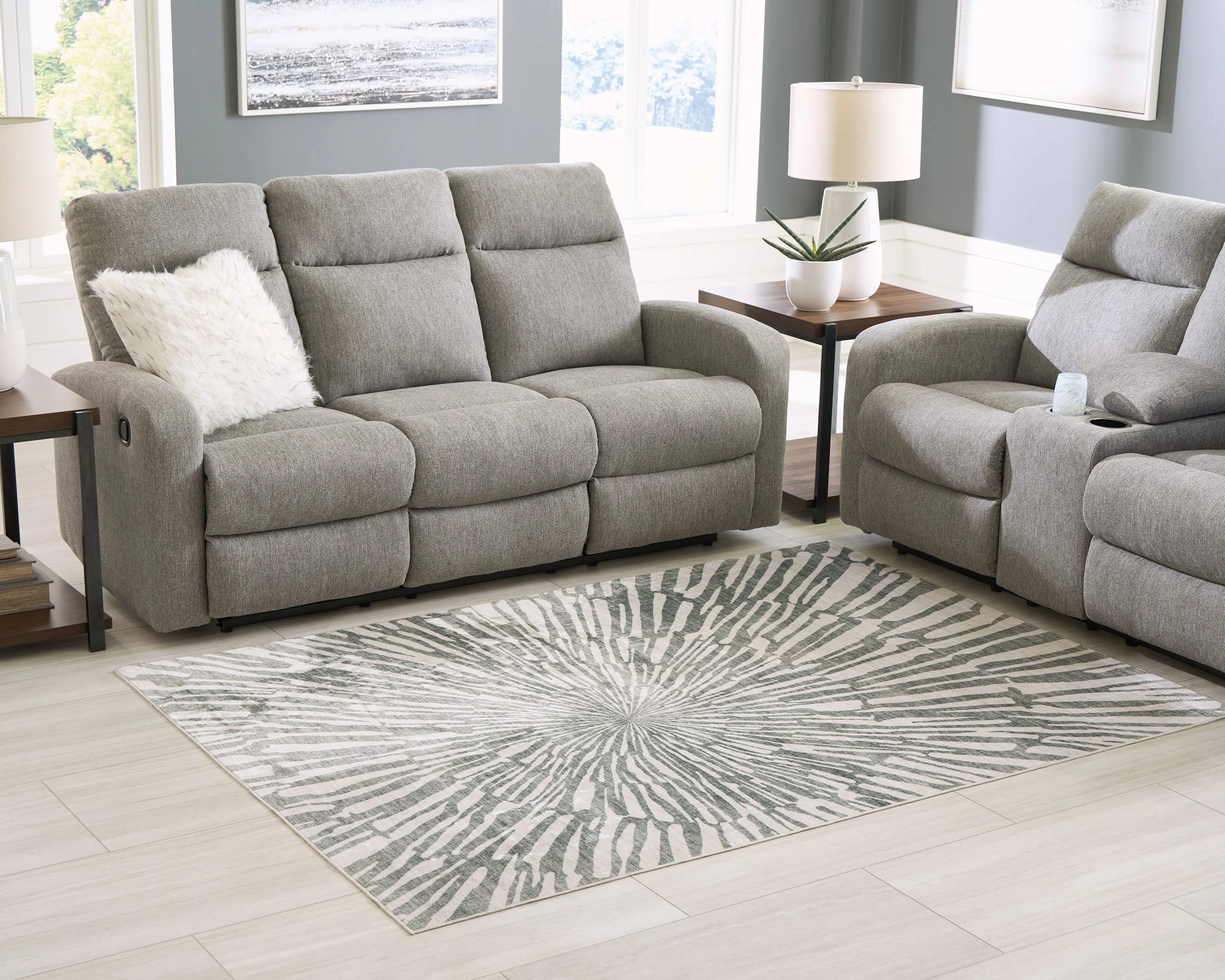 Verland Gray/White Washable Large Rug - Image 2
