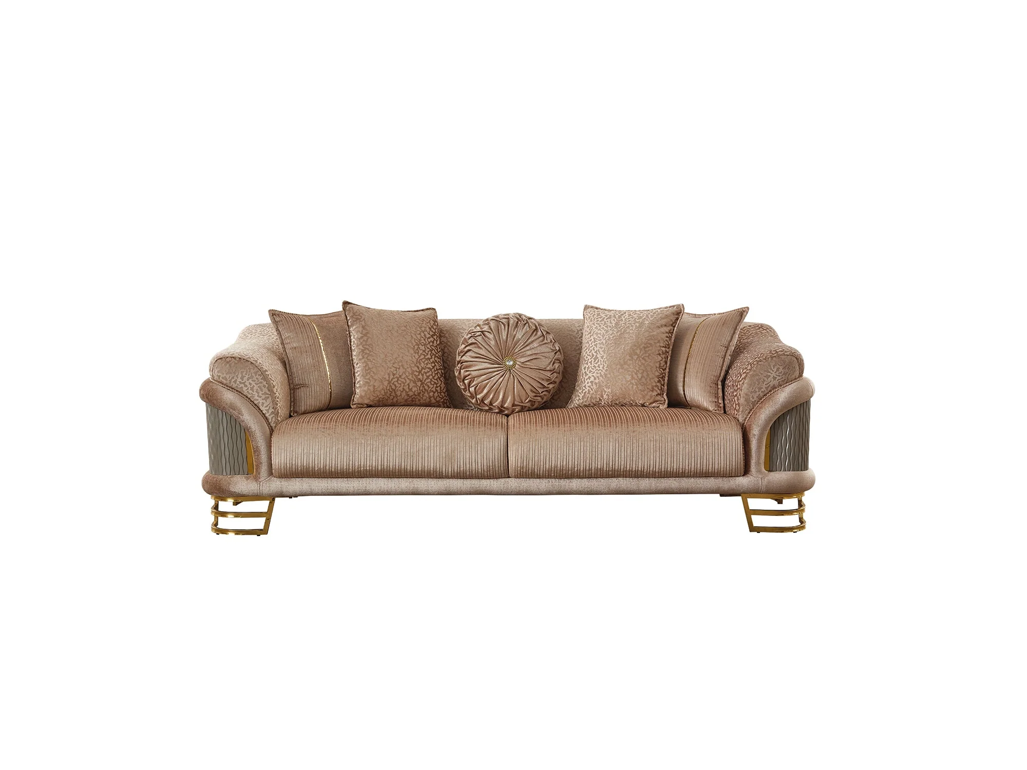 Versace 3-pieces (Sofa & Loveseat & Chair) Livingroom Set Beige - Image 7