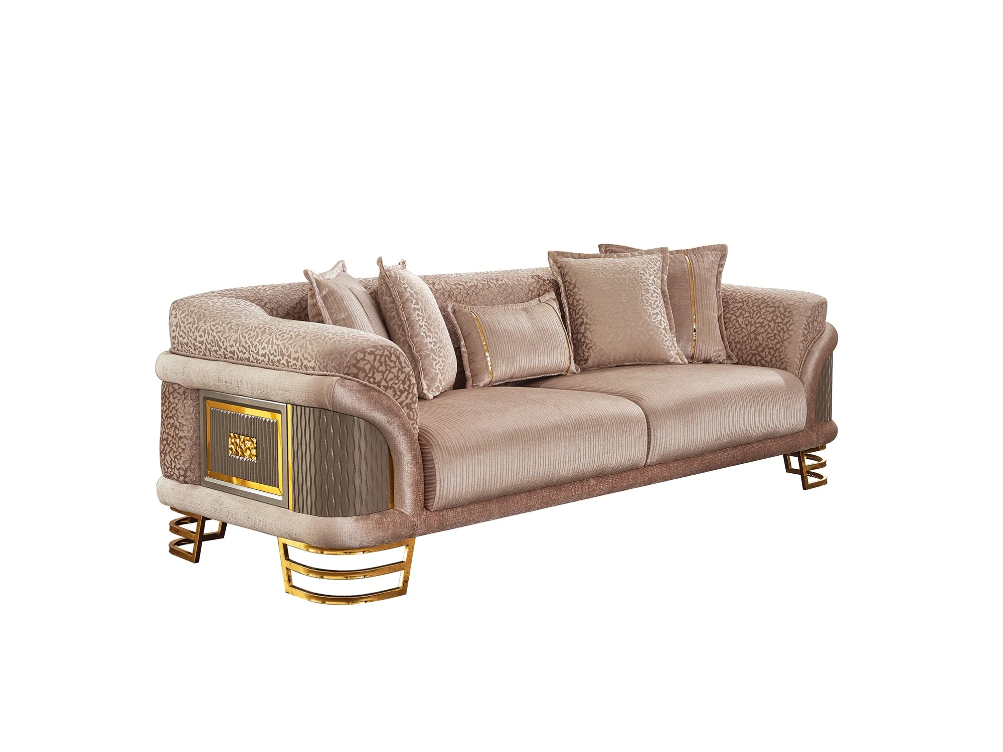 Versace 3-pieces (Sofa & Loveseat & Chair) Livingroom Set Cream - Image 5