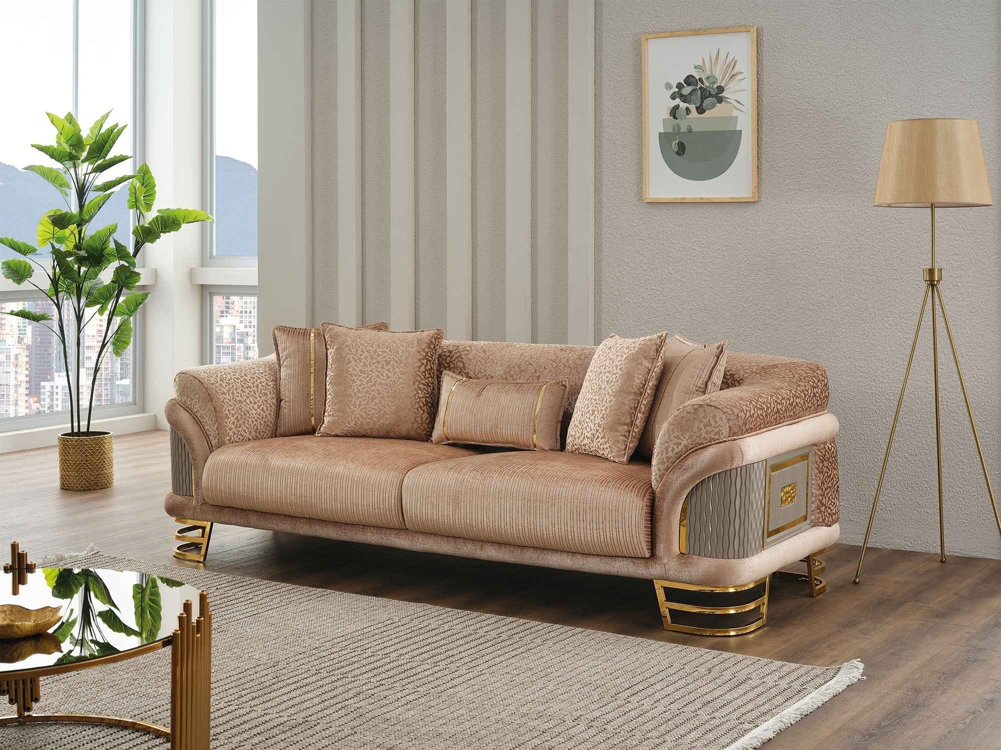 Versace Beige Stationary Sofa - Image 4