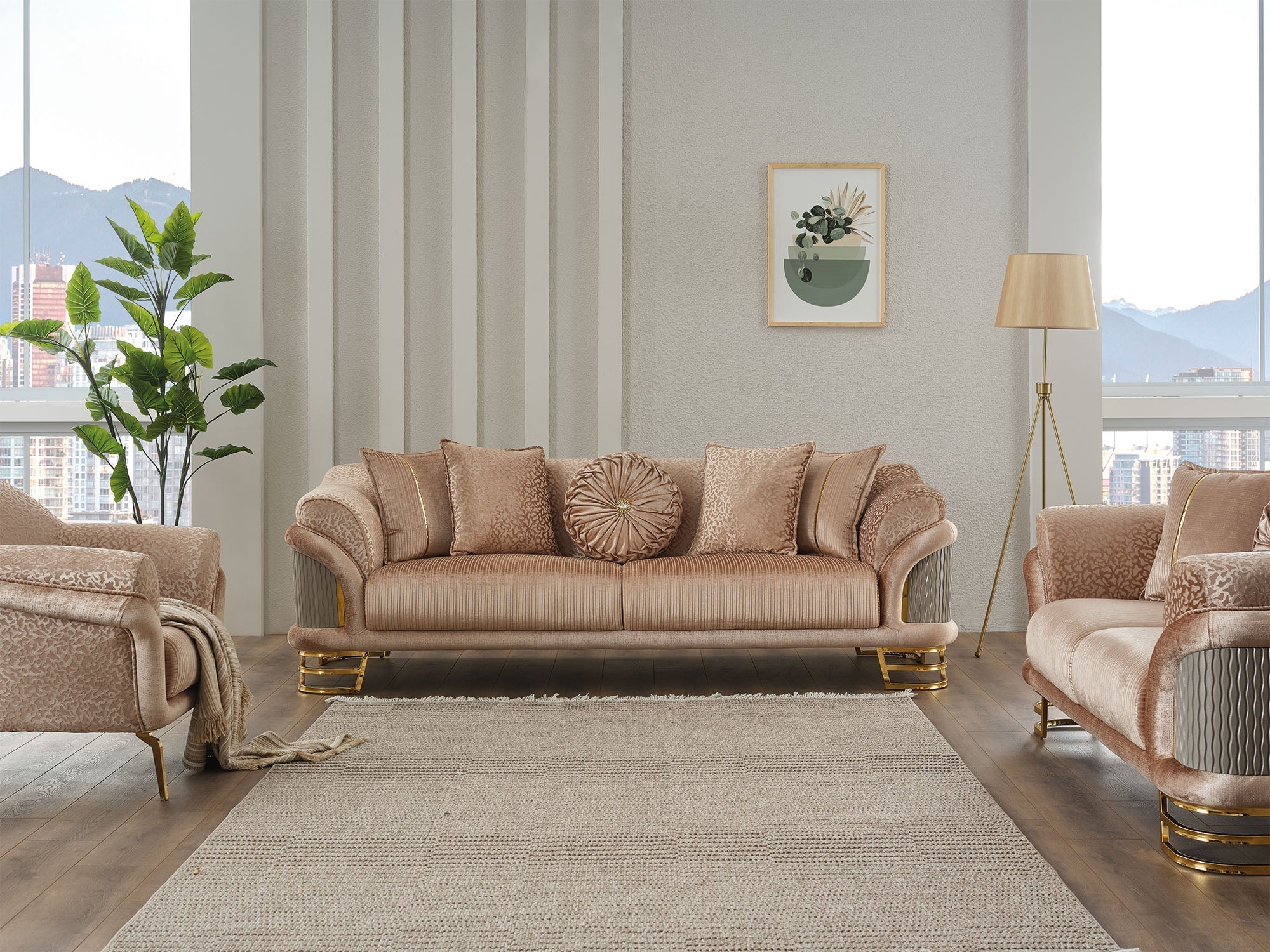 Versace Beige Stationary Sofa - Image 7