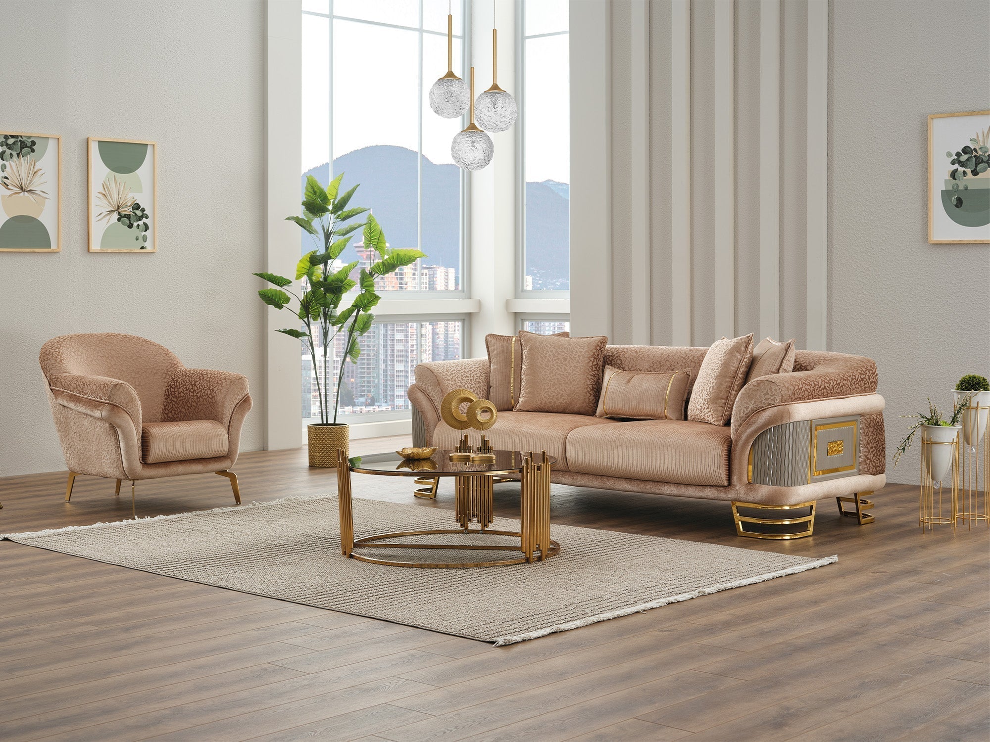 Versace Beige Stationary Sofa - Image 9