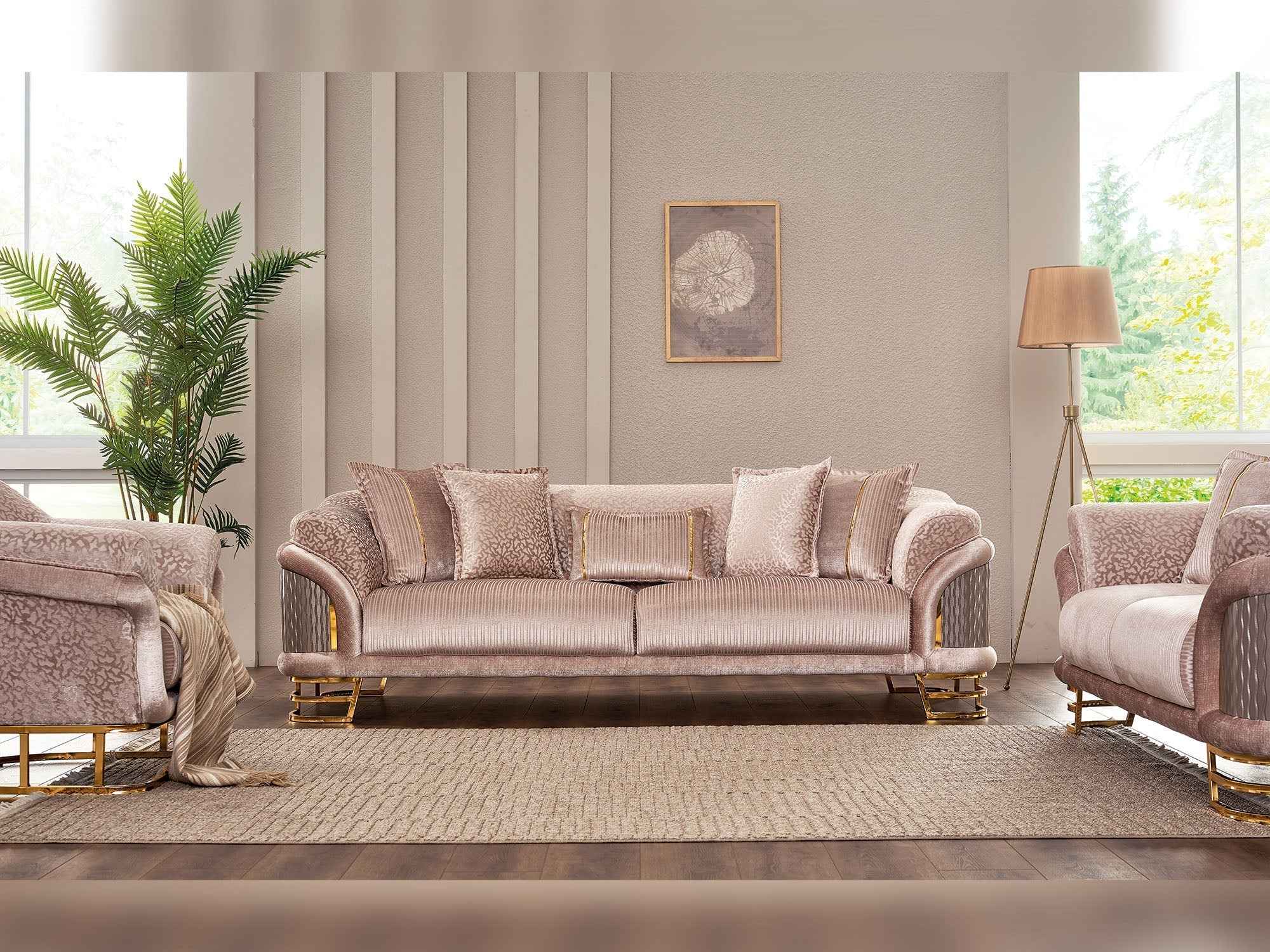 Versace Cream Stationary Sofa - Image 3