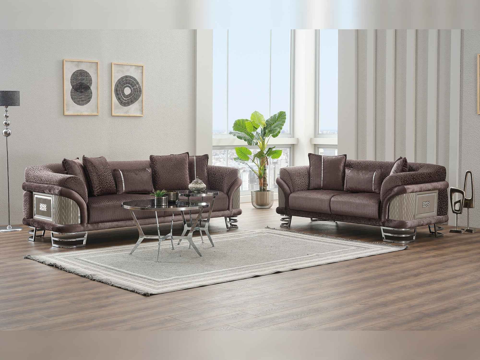Versace Dark Grey Stationary Loveseat - Image 4