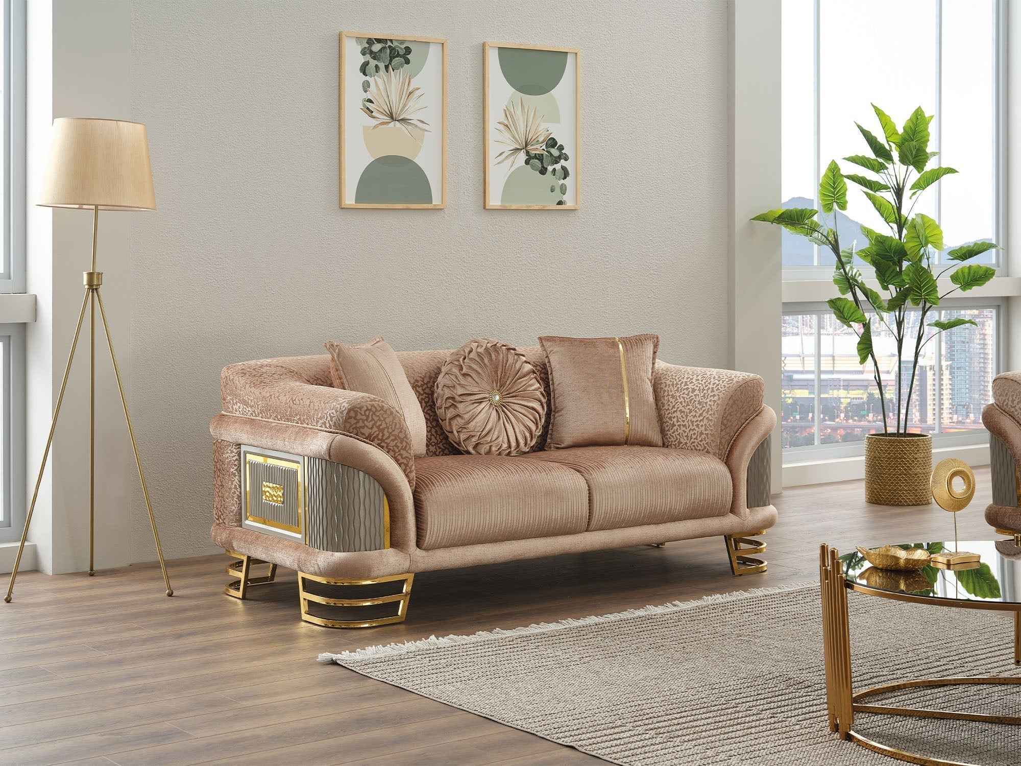 Versace Stationary Loveseat  Beige - Image 3