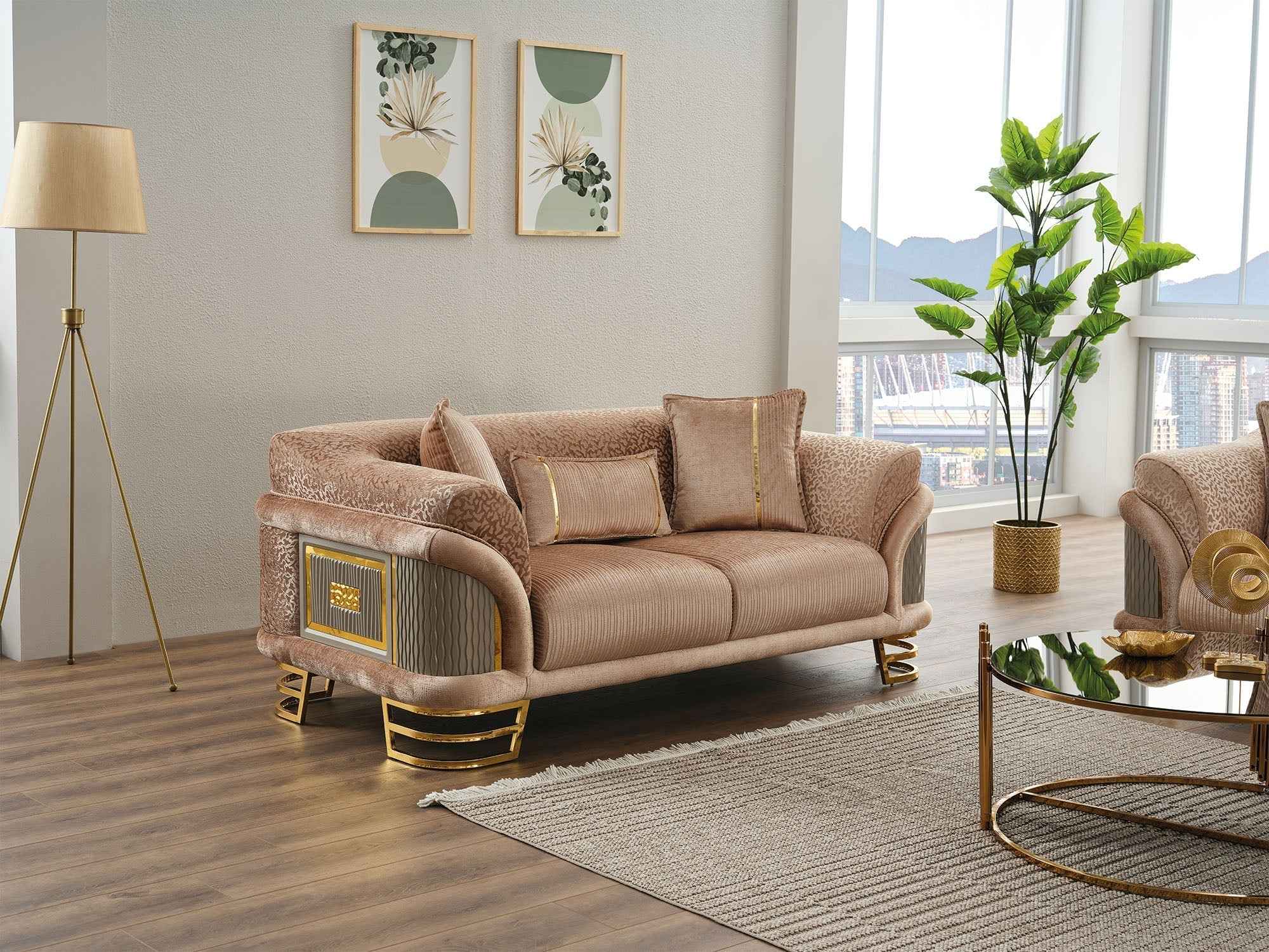 Versace Stationary Loveseat  Beige - Image 4