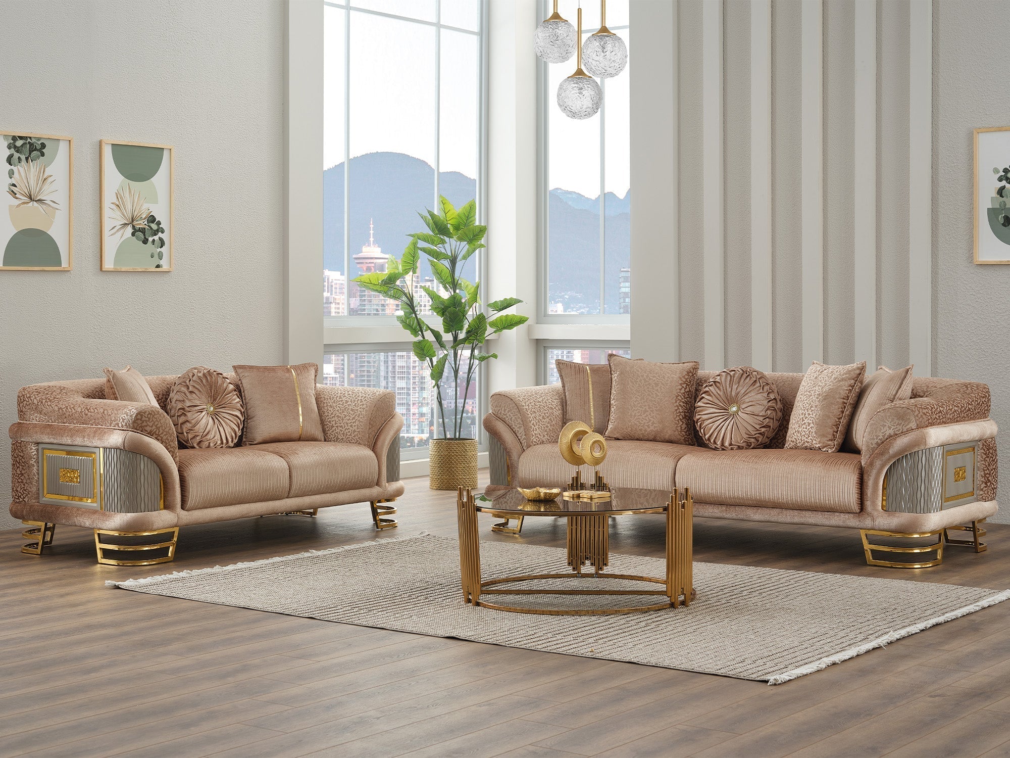Versace Stationary Loveseat  Beige - Image 5
