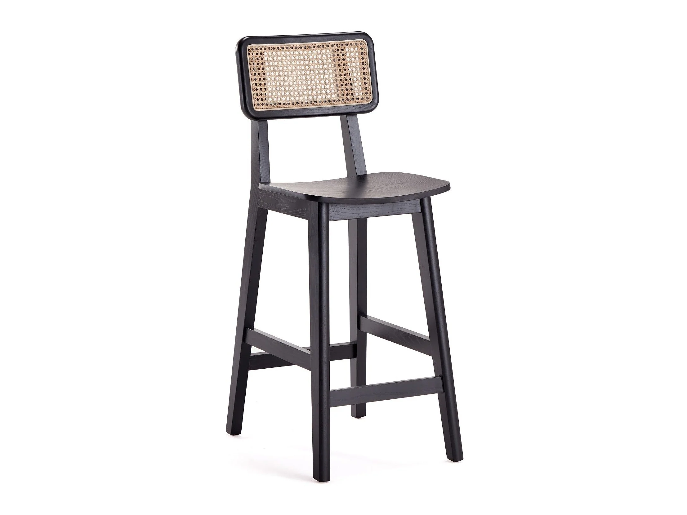 Versailles Counter Stool in Black and Natural Cane