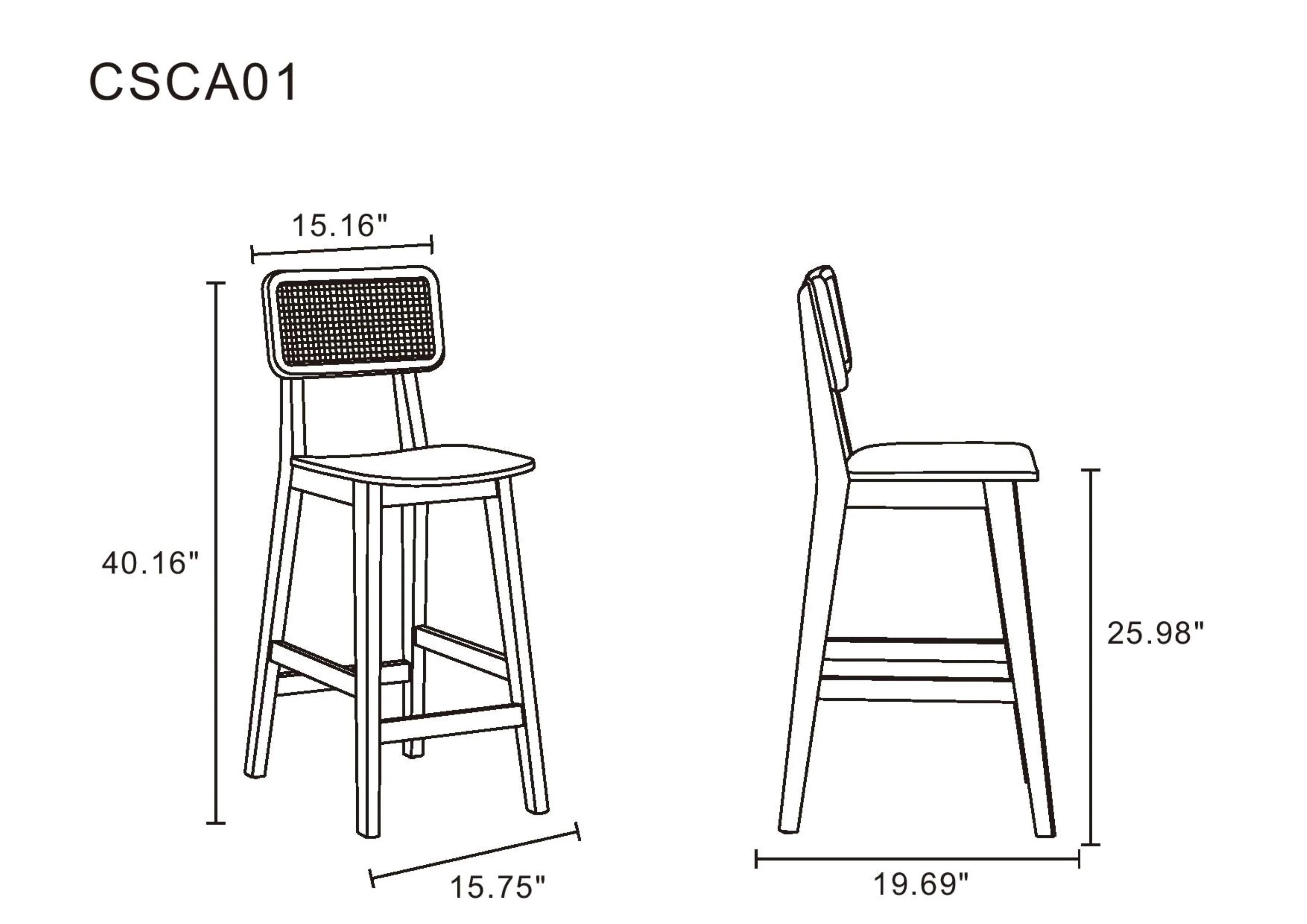 Versailles Counter Stool in Black and Natural Cane - Image 3