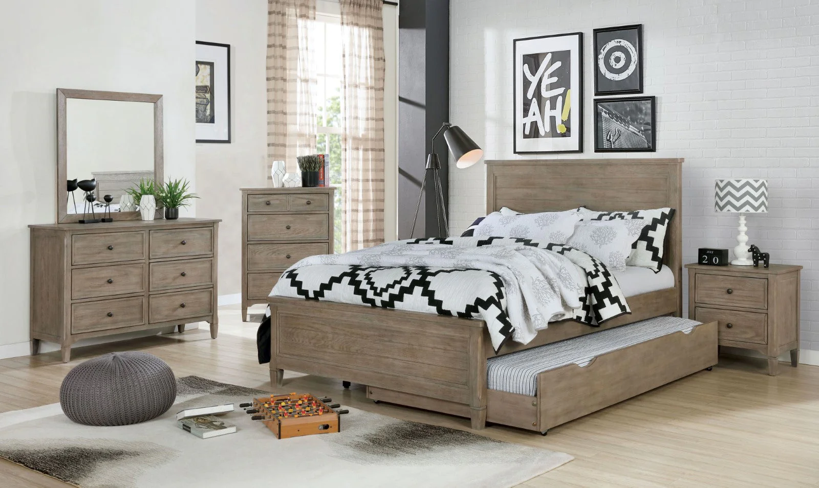 Vevey Wire-Brushed Warm Gray Full Bed - Image 2
