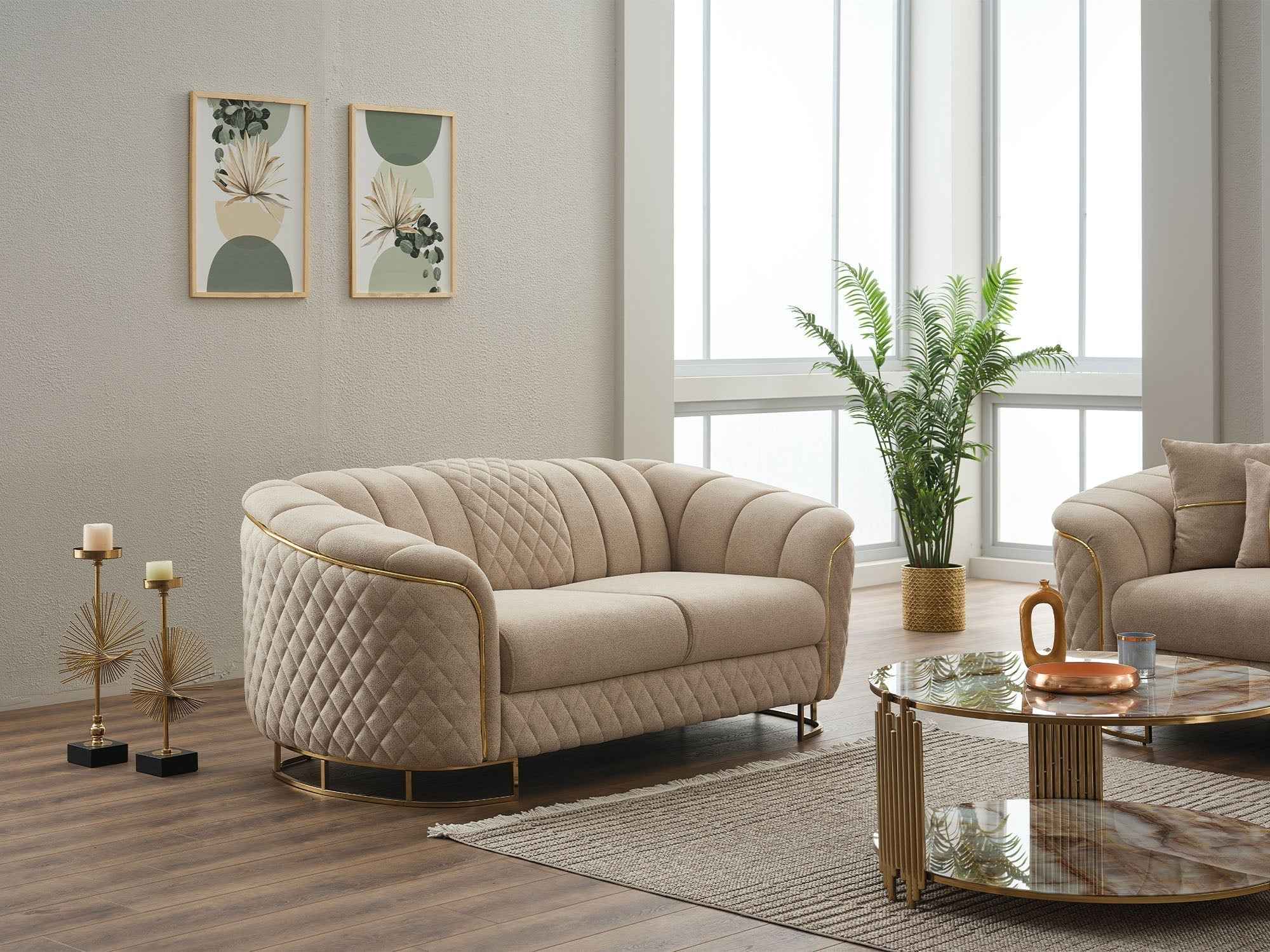 Victoria Cream Stationary Loveseat - Image 3