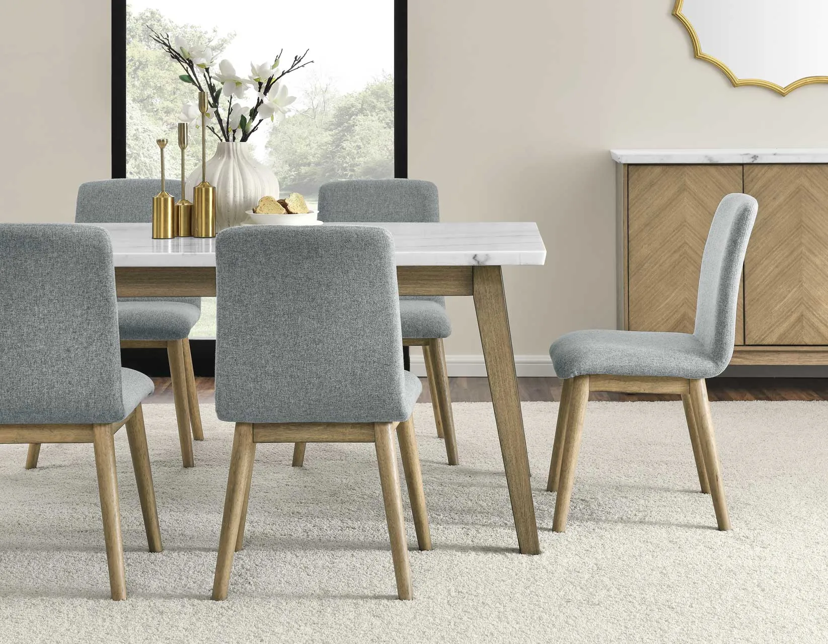 Vida 72″ White Marble Top Dining Table - Image 9