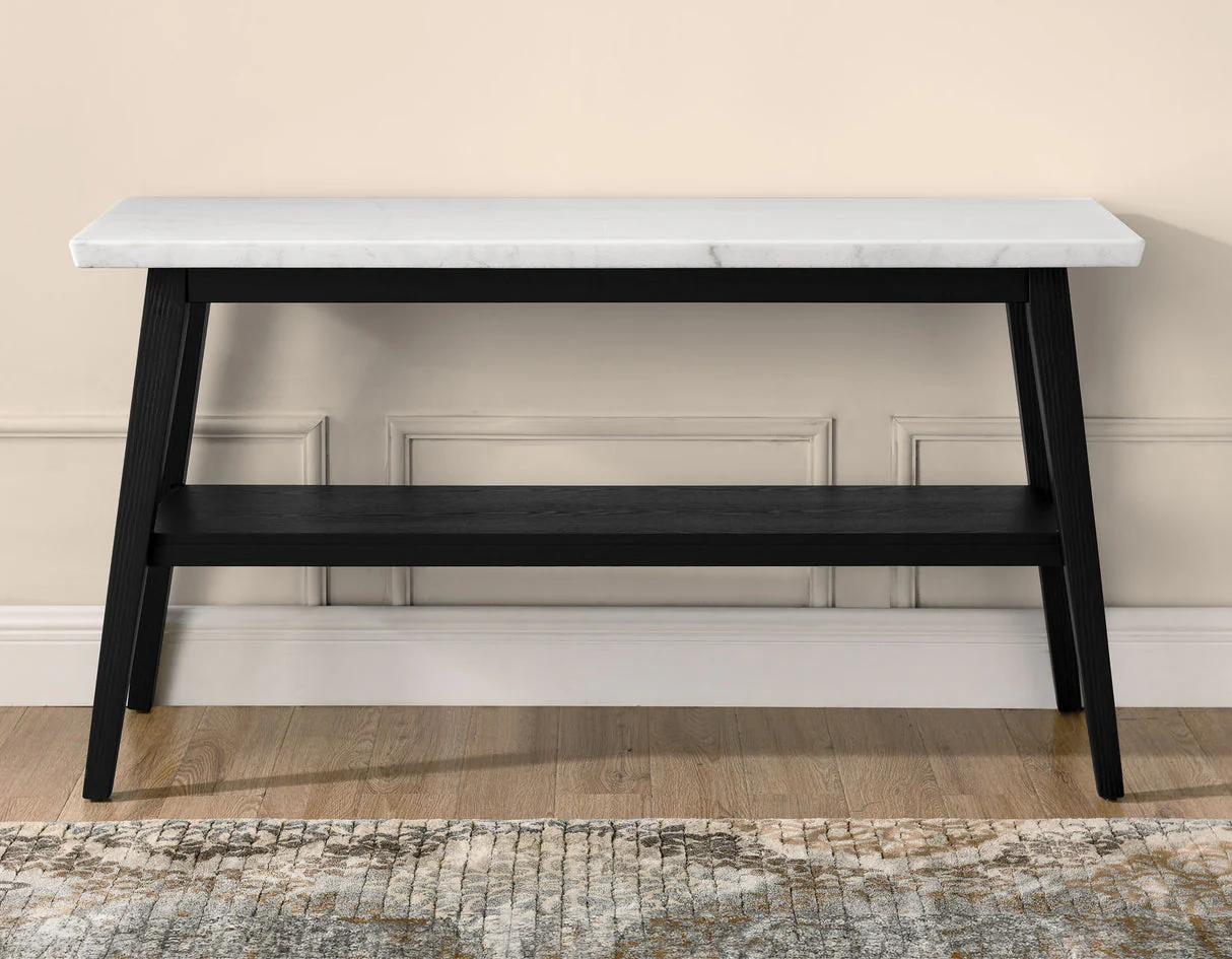 Vida Black Sofa Table, White Marble Top