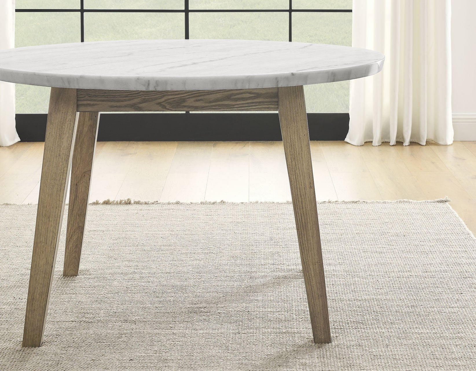 Vida Burnished Blonde/Gray Round Marble Top Dining Room Set - Image 12