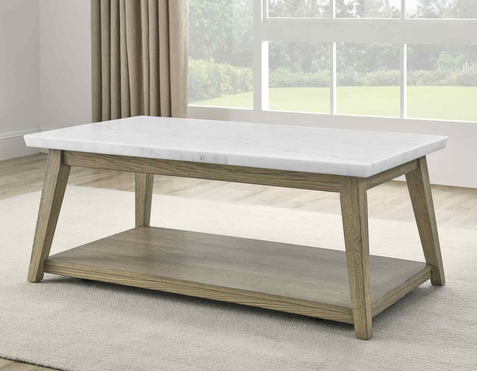 Vida Marble Top Cocktail Table w/Casters - Image 2
