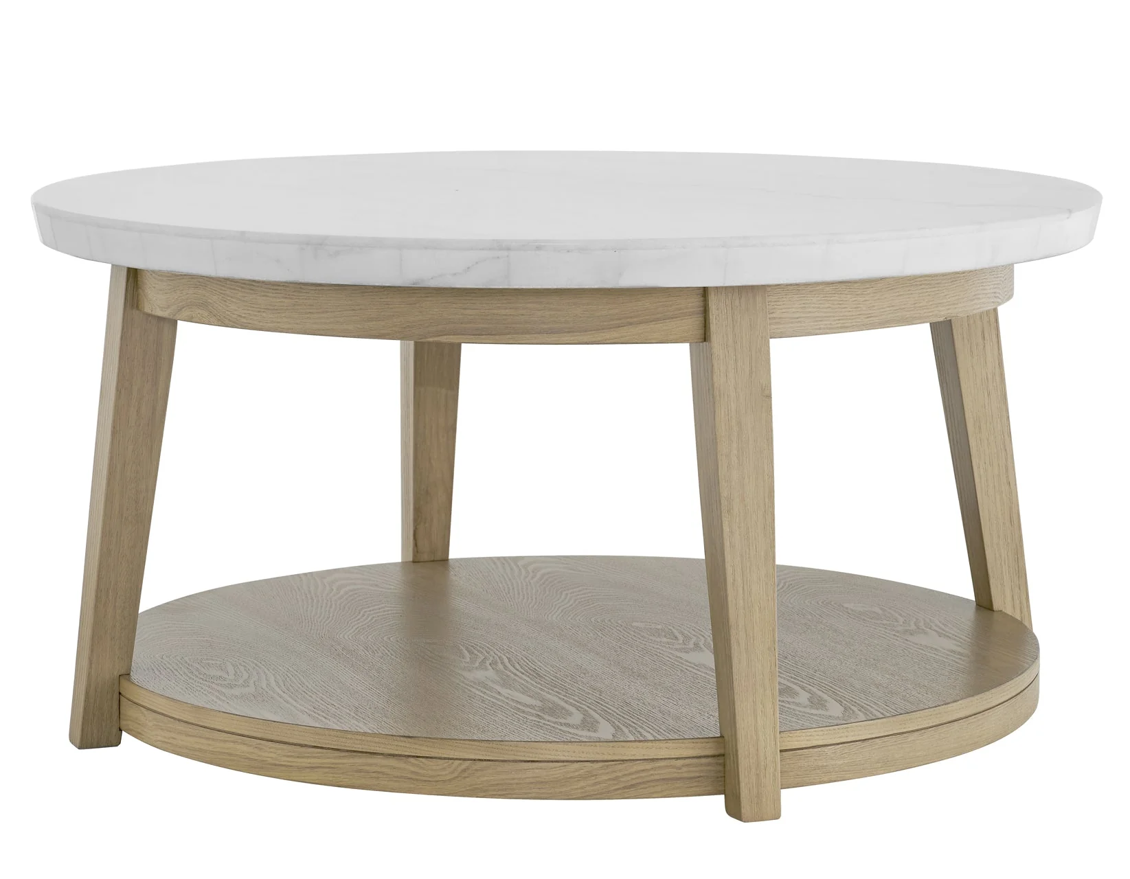 Vida, Round 36″ Cocktail Table, White Marble Top, Castered - Image 4
