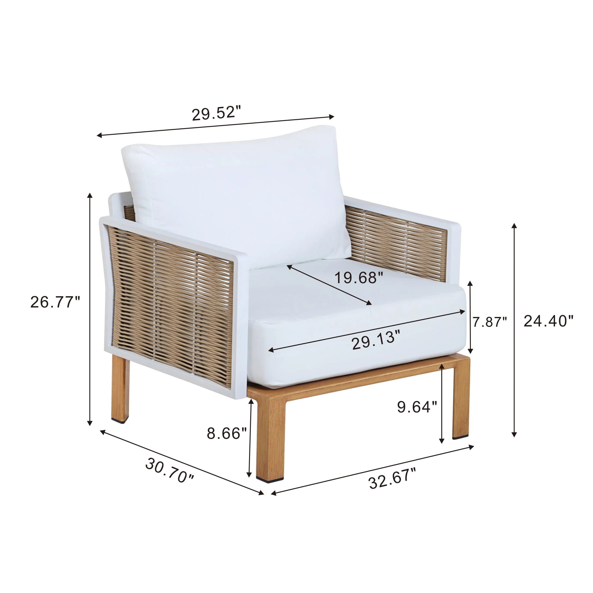Vine 4-Piece Patio Conversation Set in Cream - Image 3