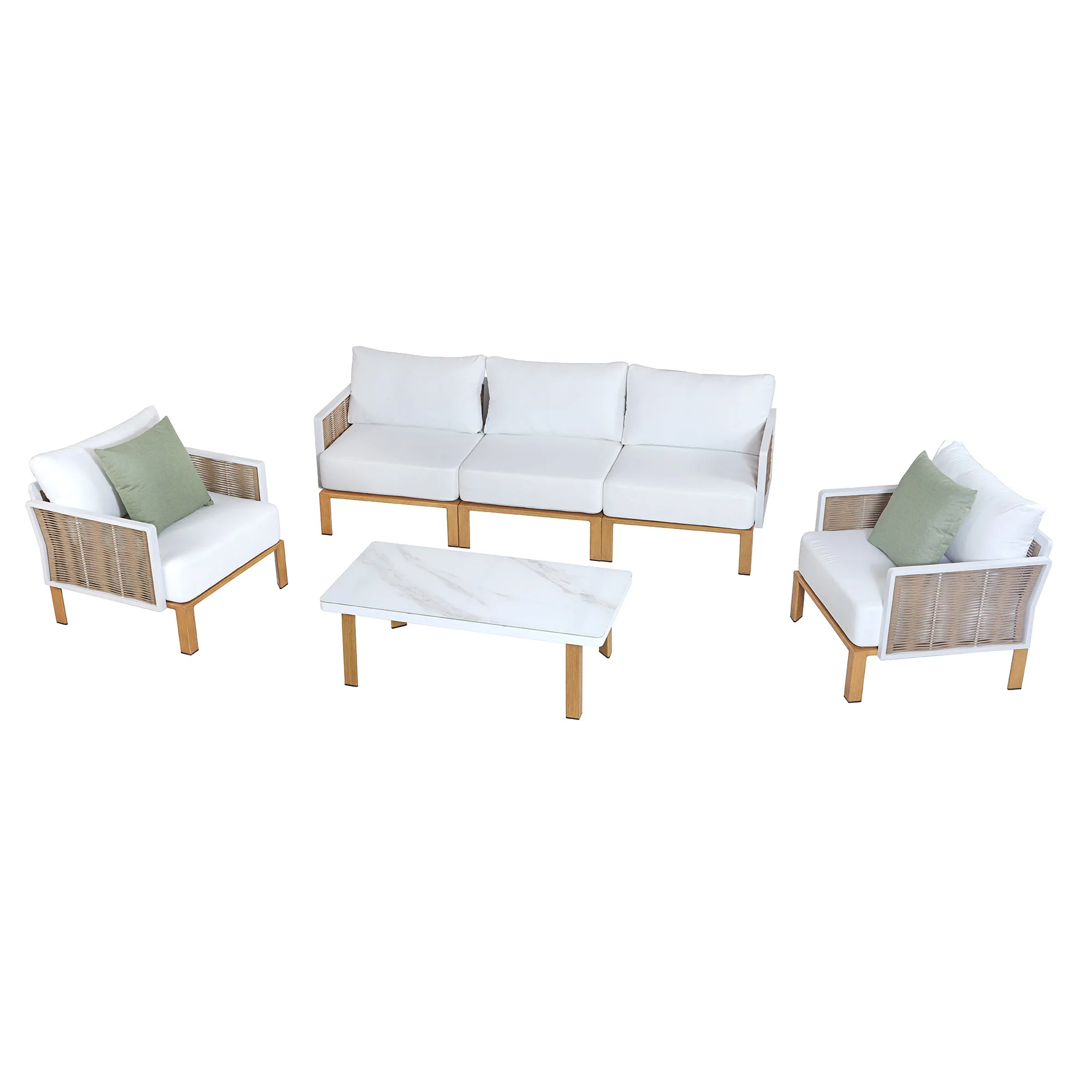 Vine 4-Piece Patio Conversation Set in Cream - Image 9