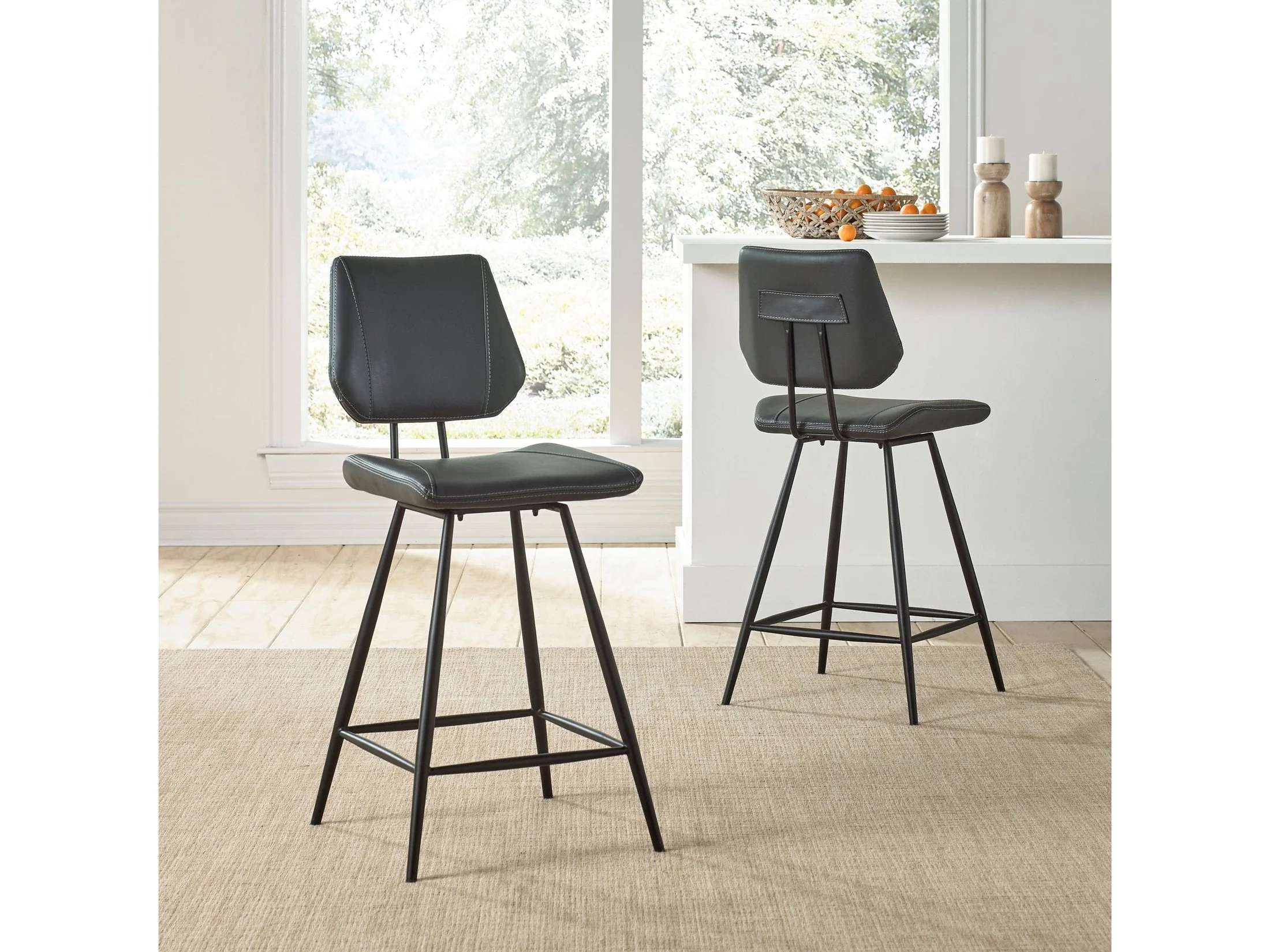 Vinson Modern Swivel Counter Stool in Cobalt (Set of 2)