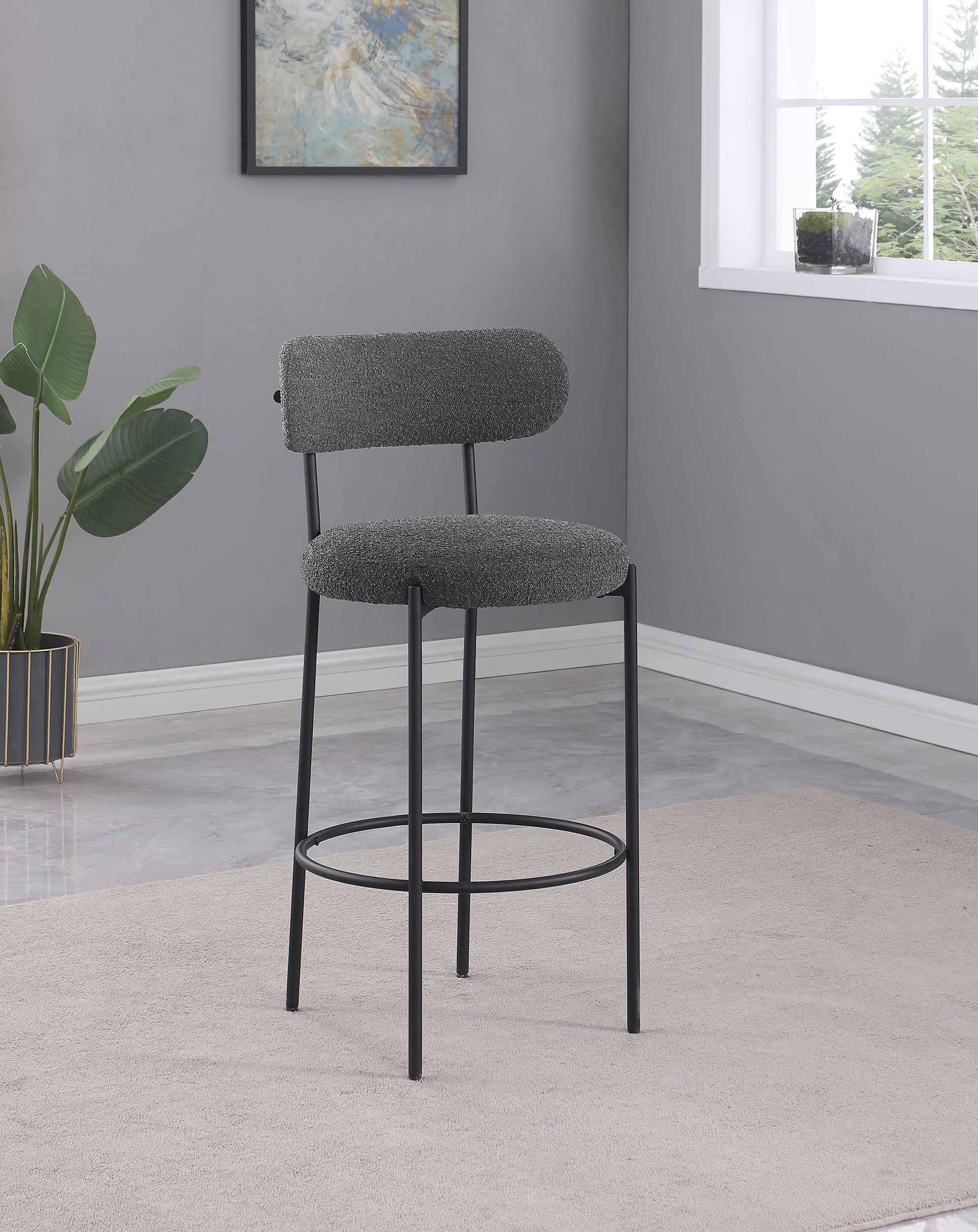 Viola Black Boucle Upholstered Bar Stool, Set of 2 - Image 2